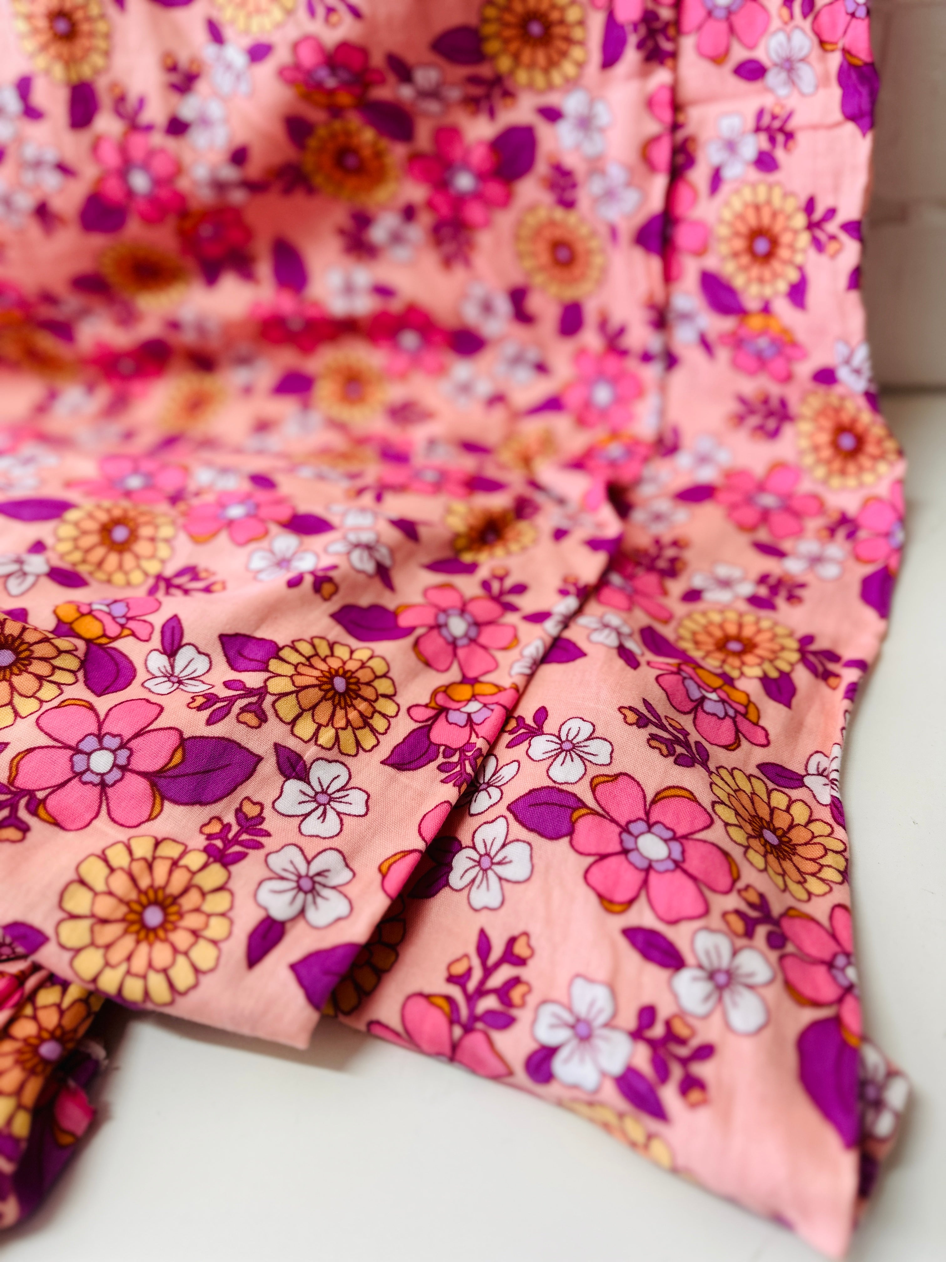 Sold by the Metre Adorable Pink Floral Cotton Fabric