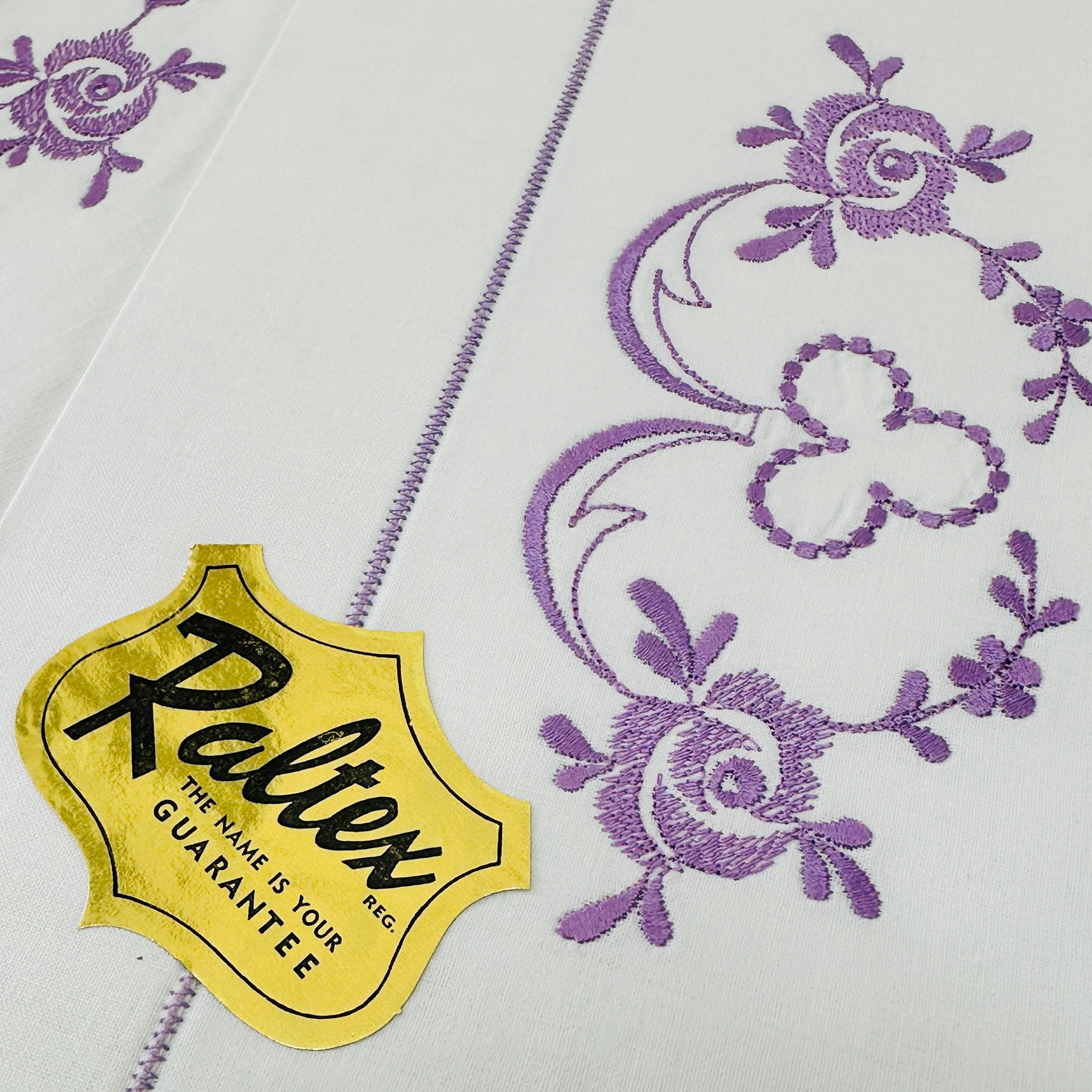 Boxed Vintage Retro EMBROIDERED Raltex Sheet Set