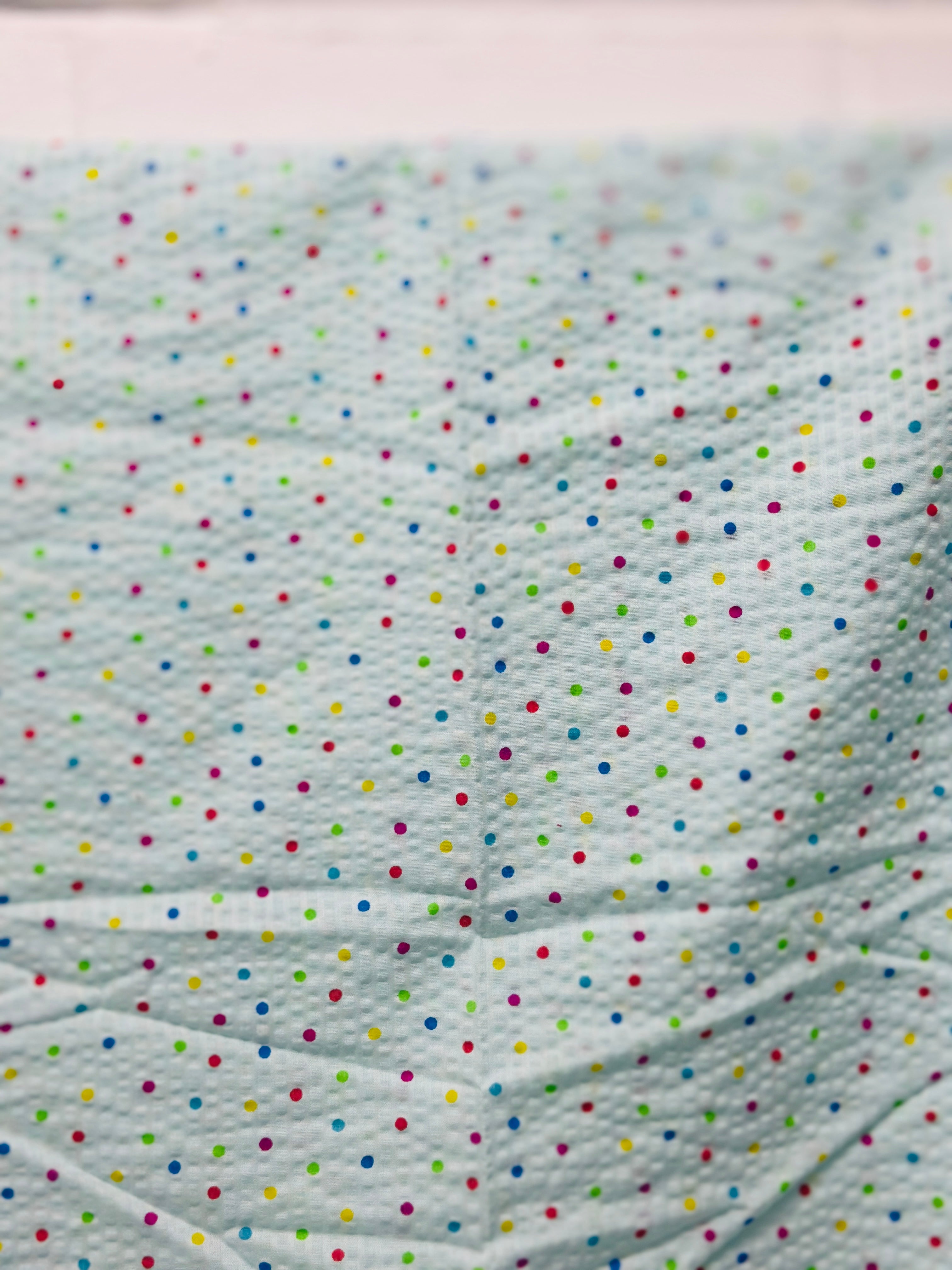 240cms Cute Blue Polka Dot Cotton Fabric