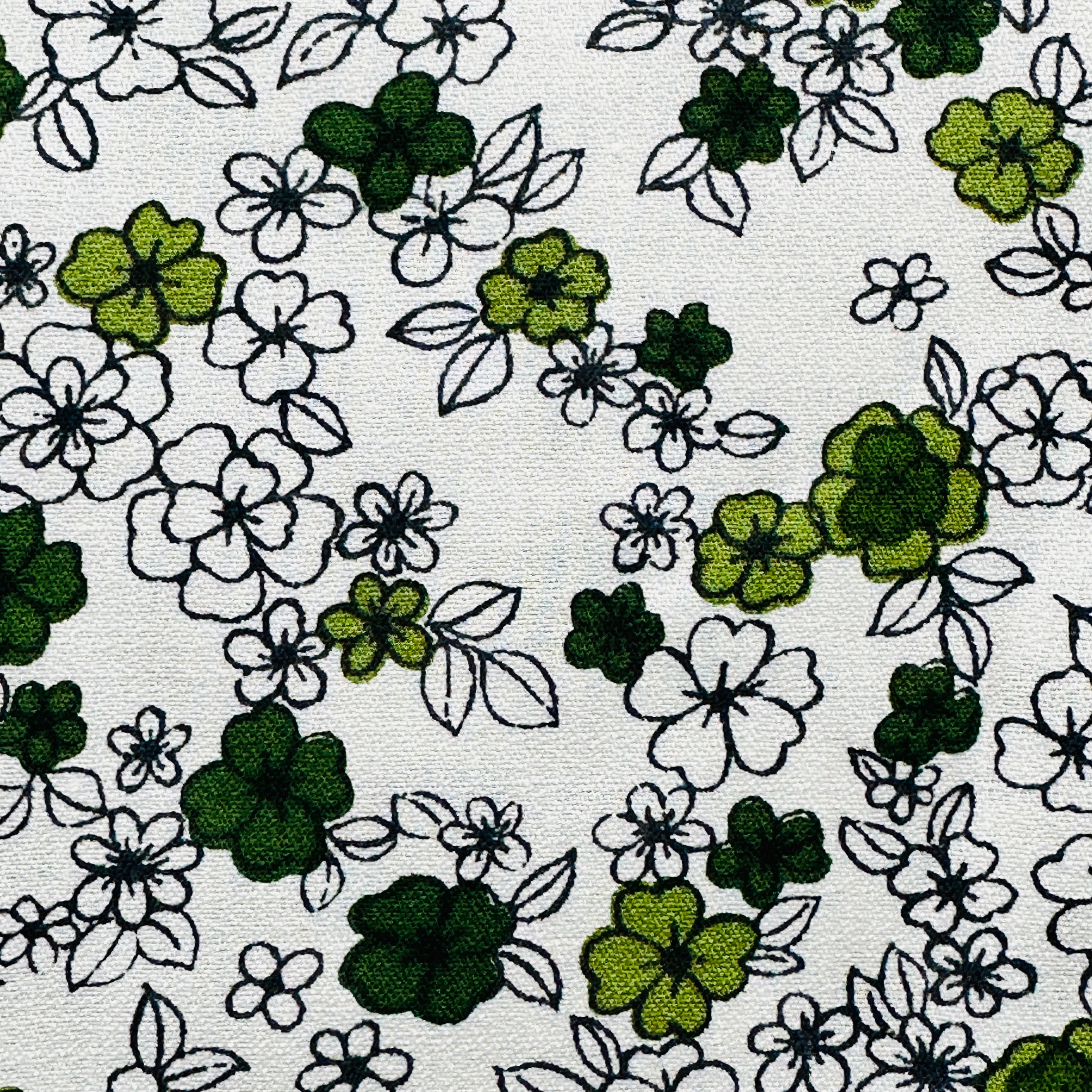 220cms Green & White Floral FABRIC