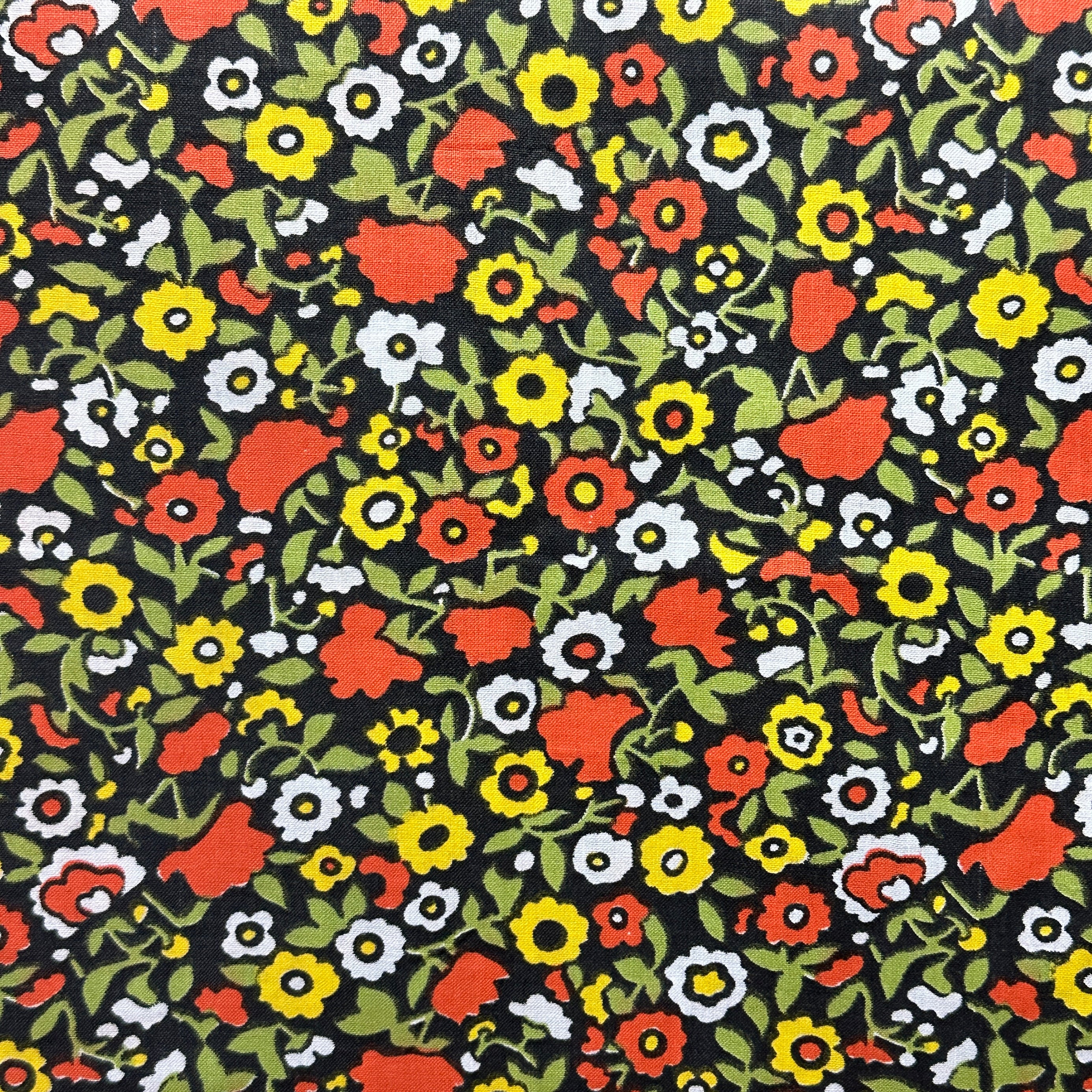 400cms Beautiful Orange & Black Cotton Florals