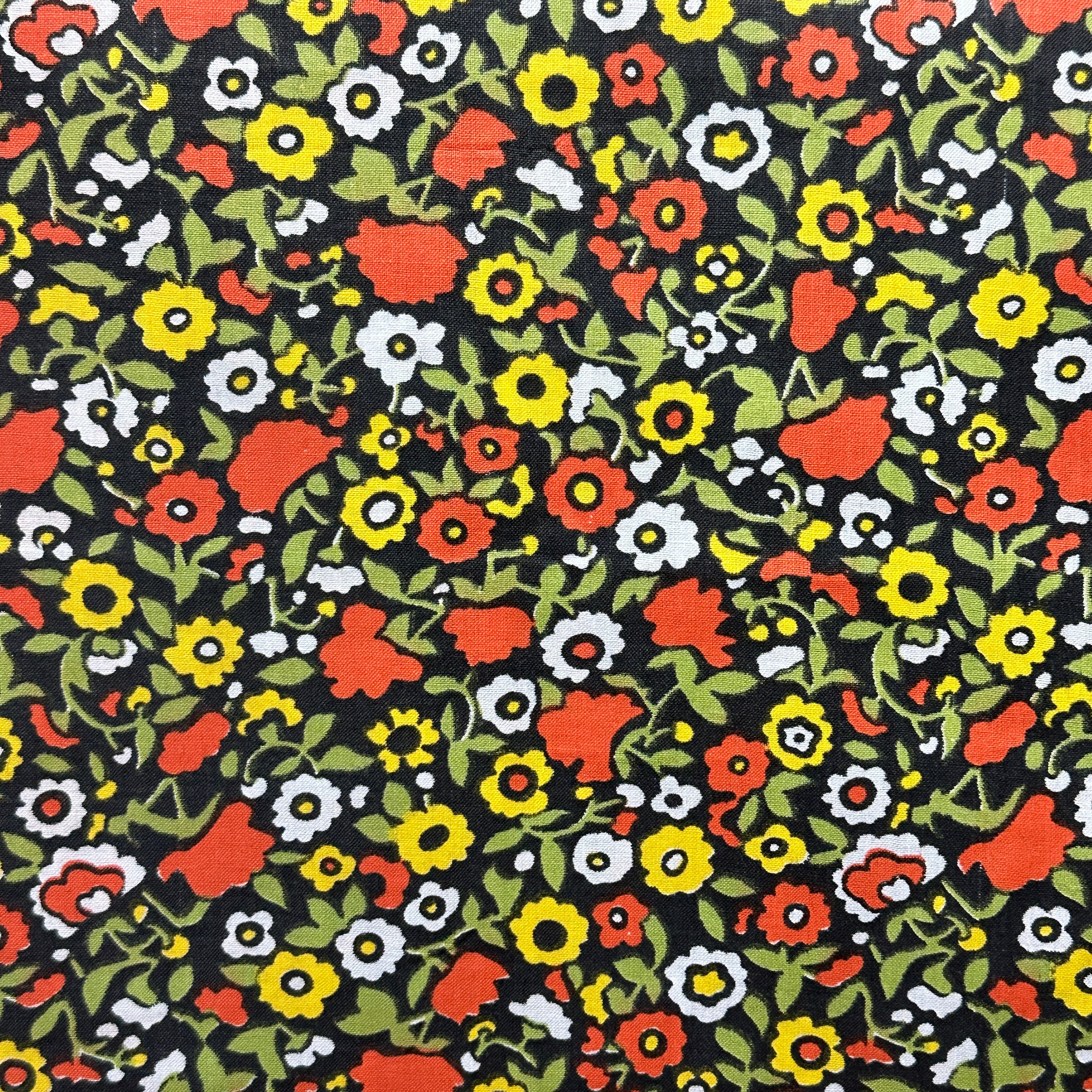 400cms Beautiful Orange & Black Cotton Florals