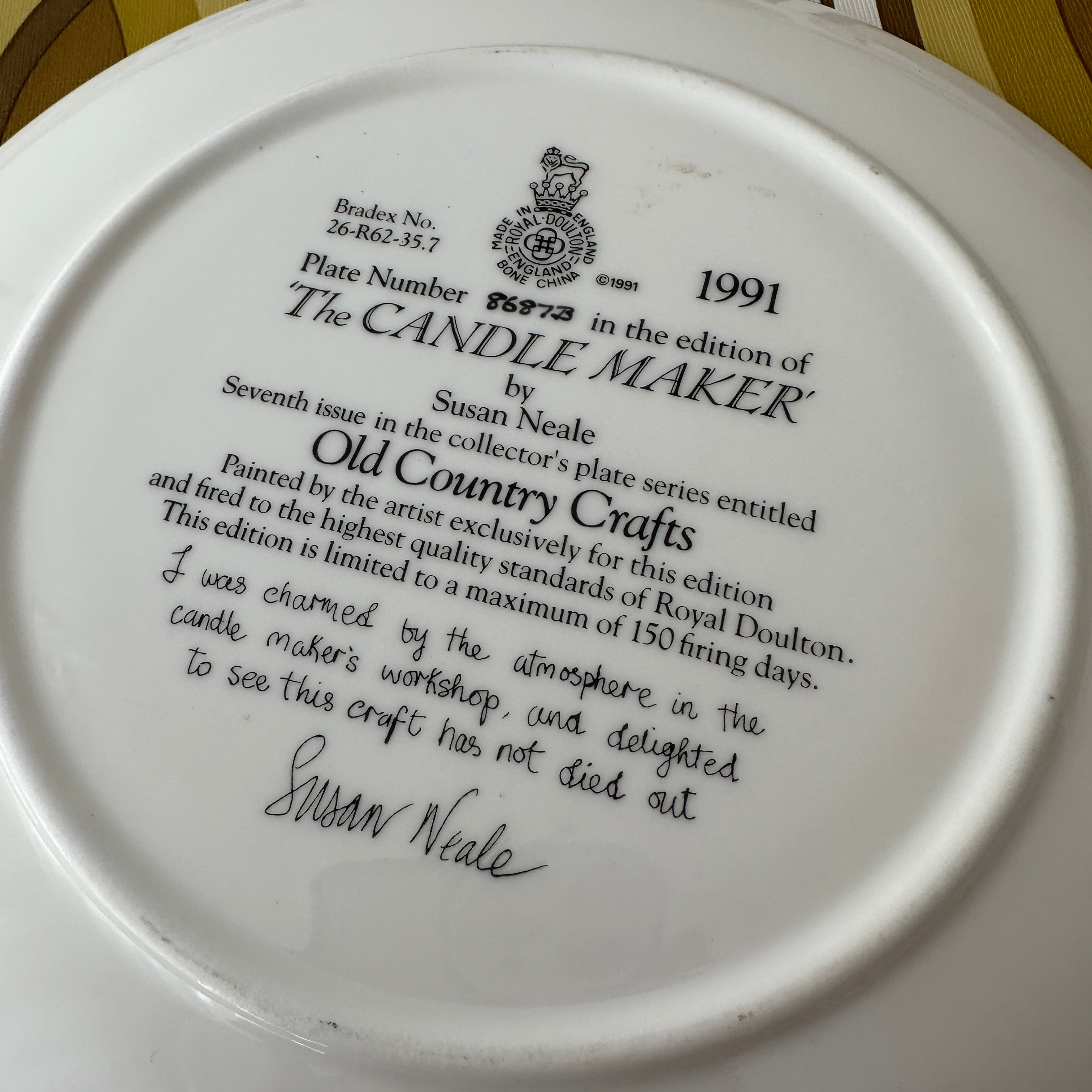 Royal Doulton Plate The Candle Maker 1991