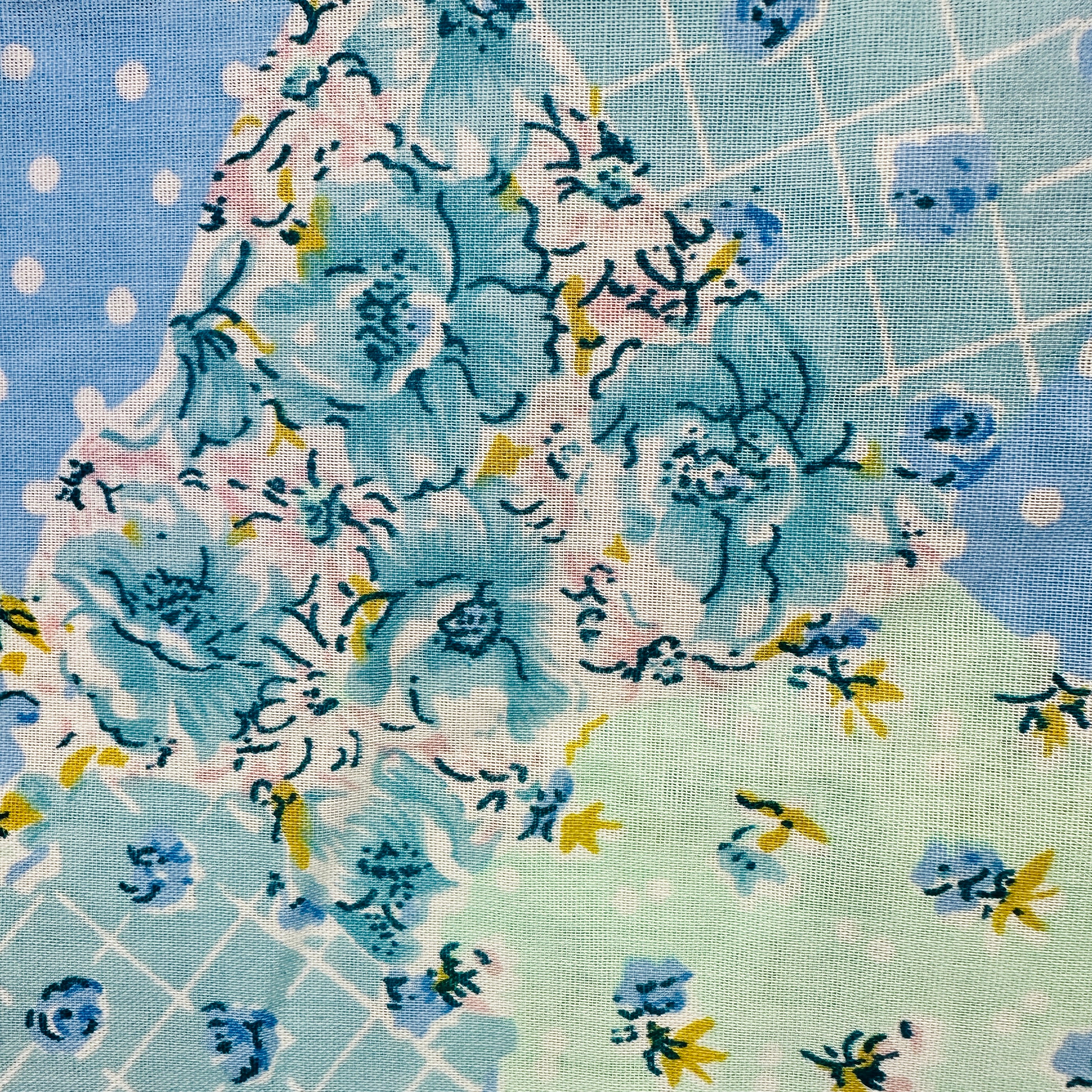 240cms Adorable Blue Polyester Fabric