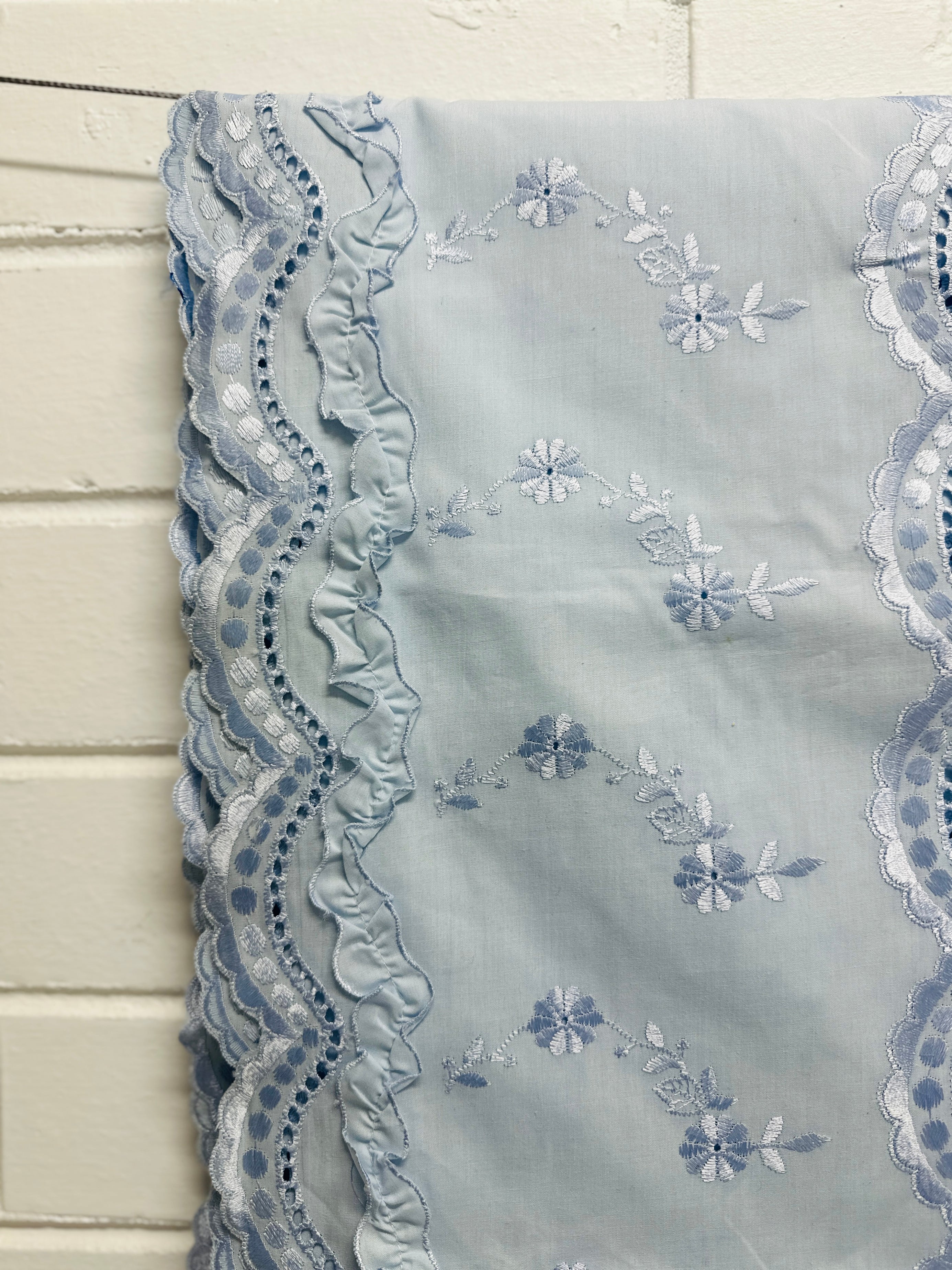 340CMS Embroidered Pale Blue Cotton Fabric