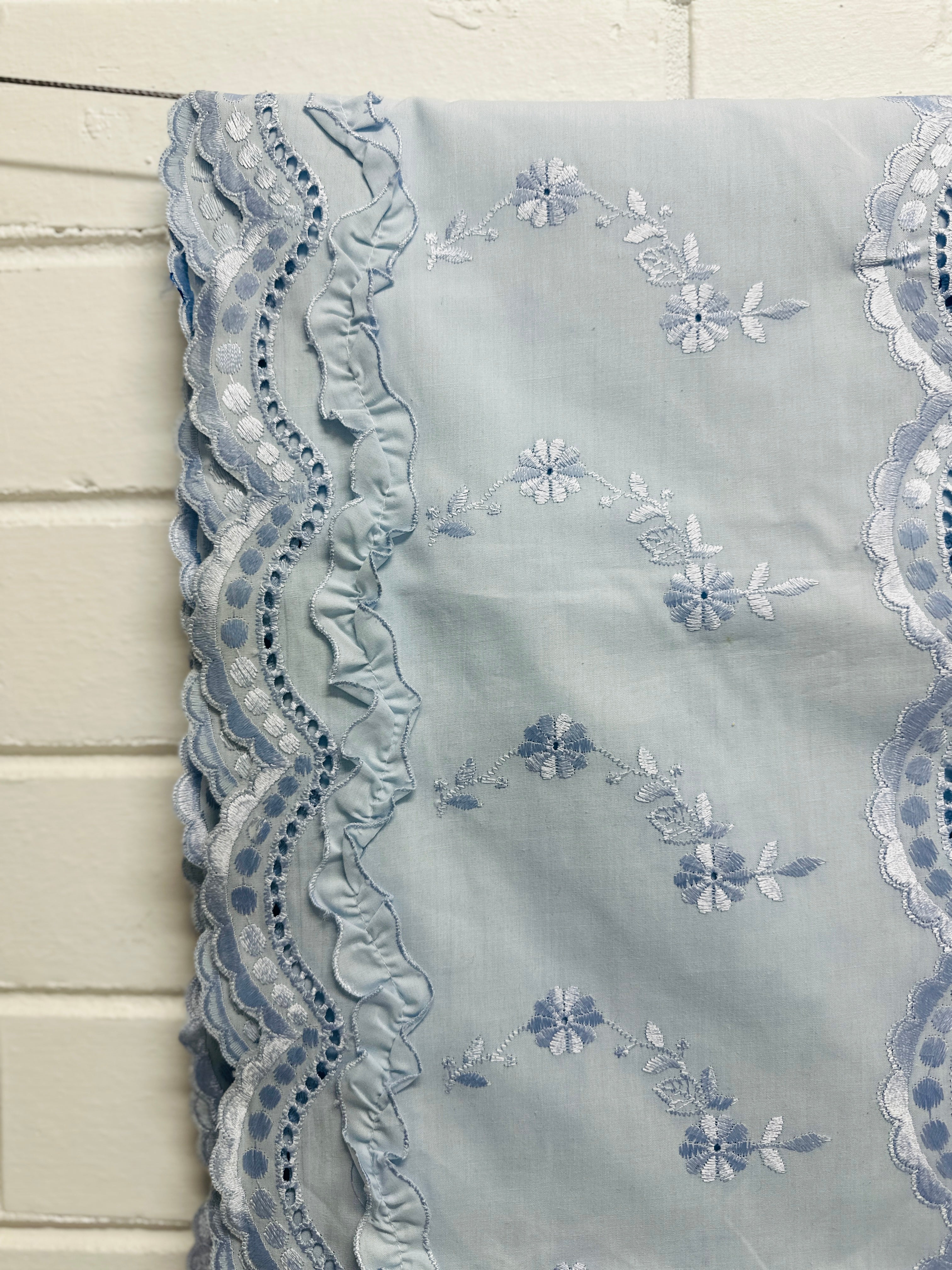 340CMS Embroidered Pale Blue Cotton Fabric