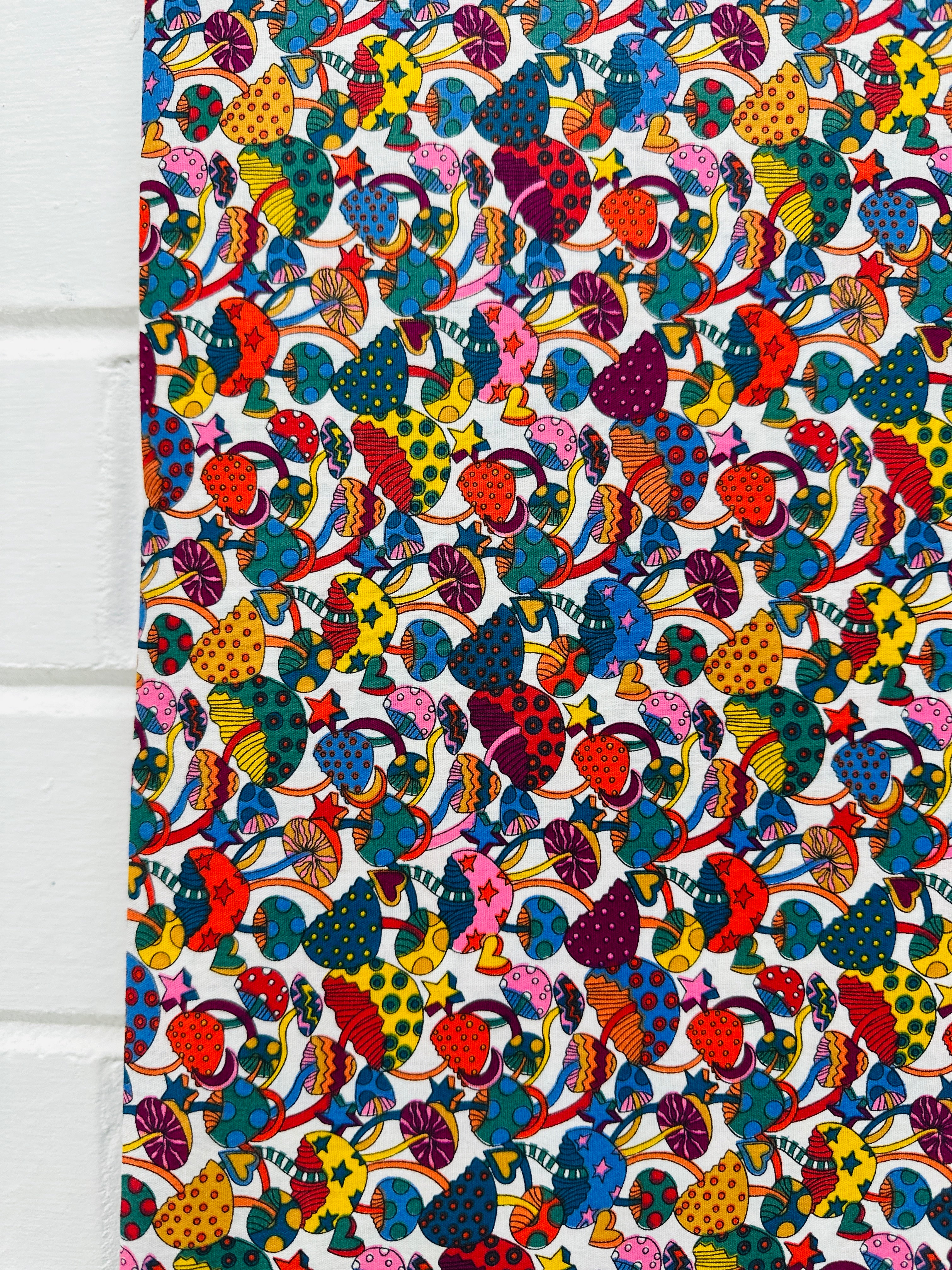 Sold by the METRE ~ FUNKY Modern Cotton Mushroom Fabric