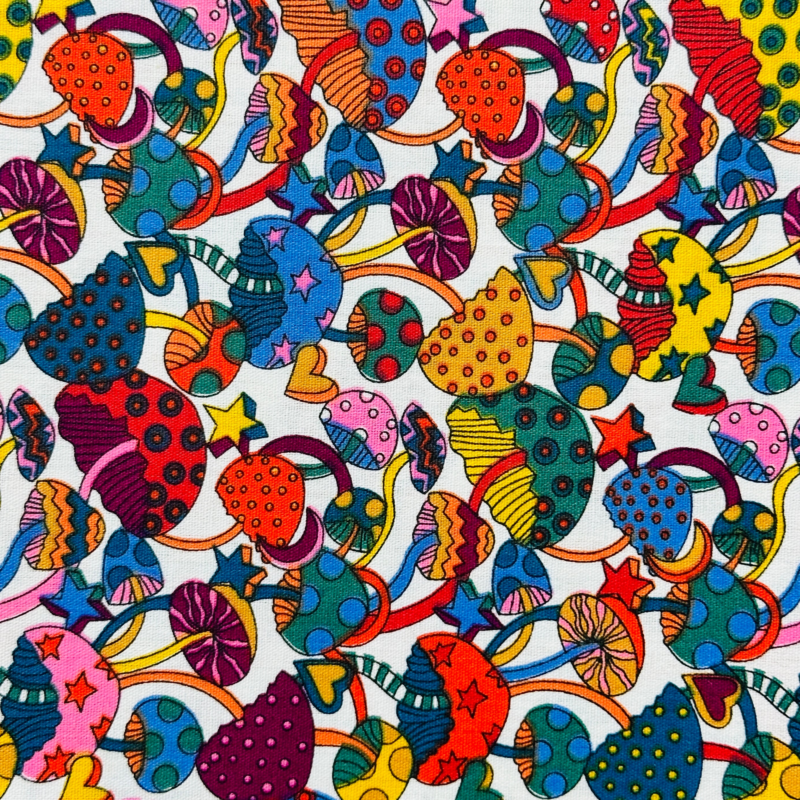 Sold by the METRE ~ FUNKY Modern Cotton Mushroom Fabric