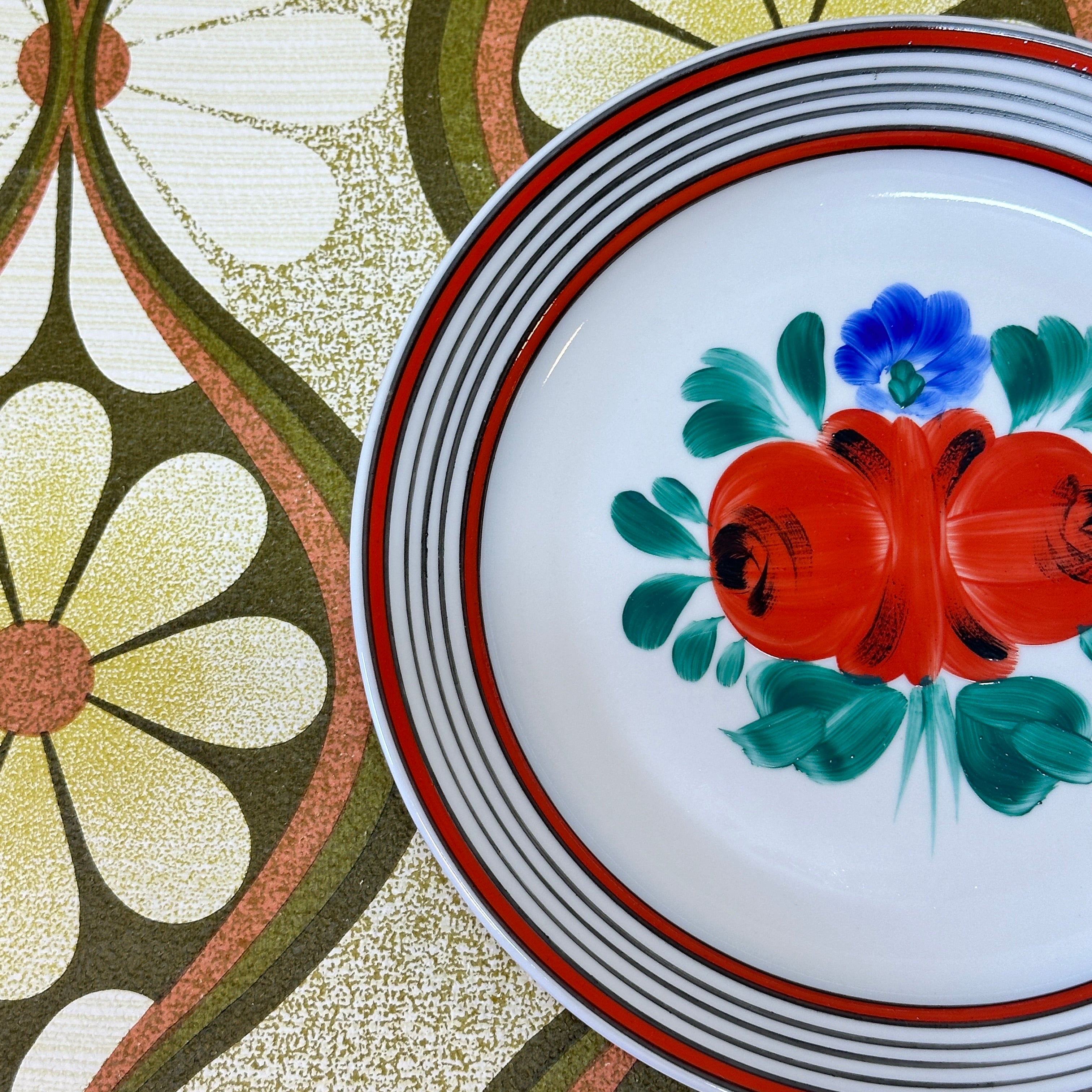 Beautiful Vintage Plate FLORAL Hand Painted