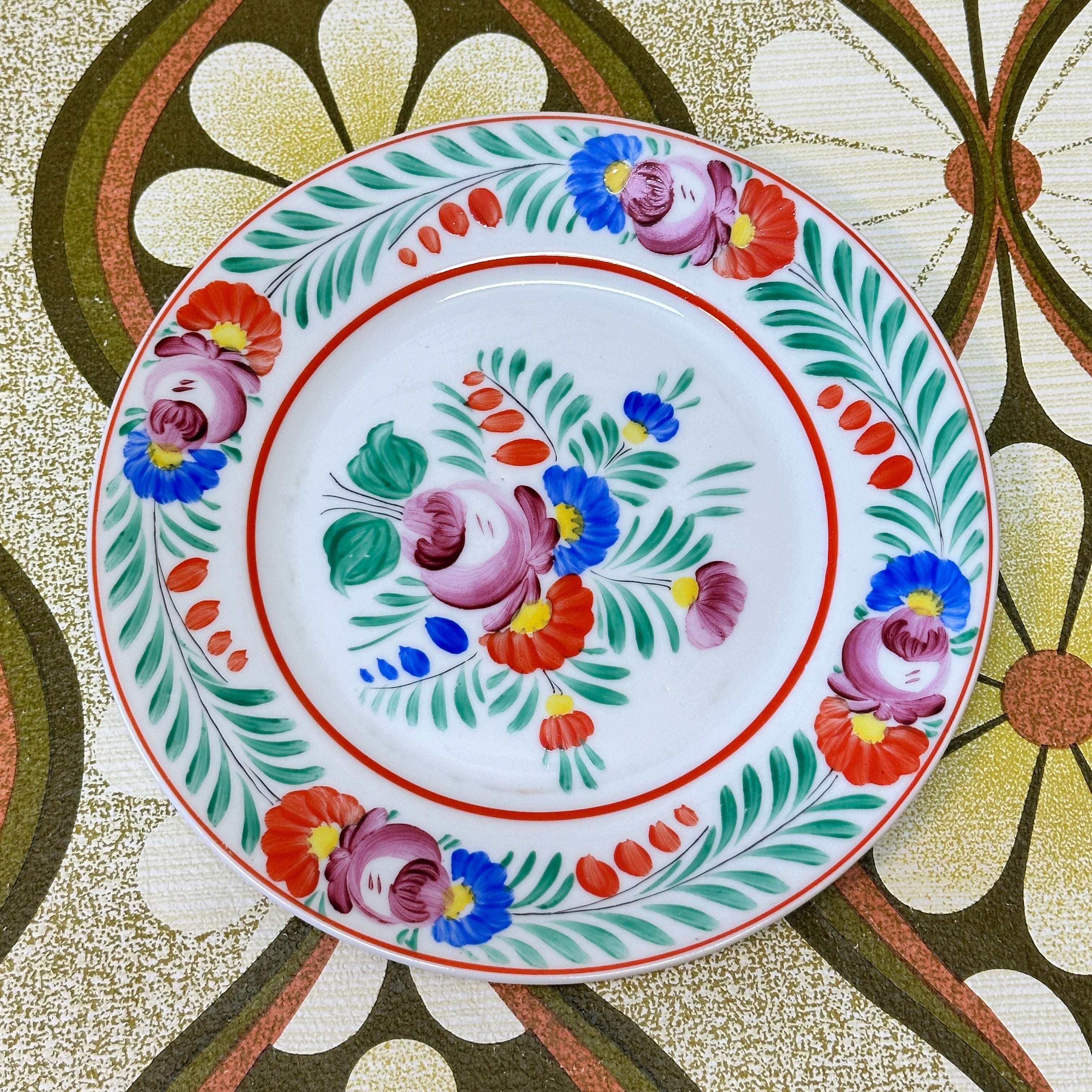 Sweet Hollohaza Vintage Plate FLORAL Hand Painted