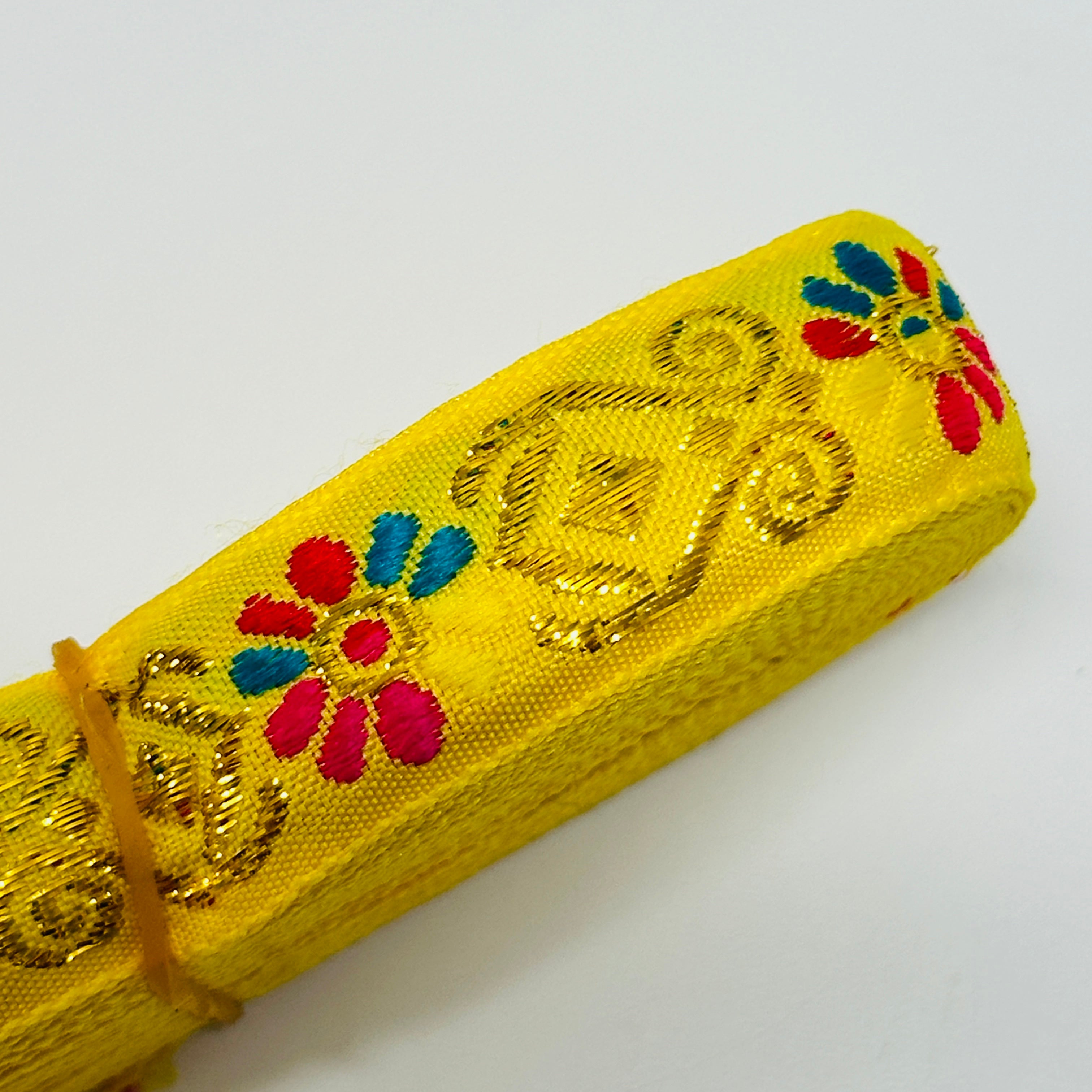 Roll YELLOW Embroidered Trim Ribbon