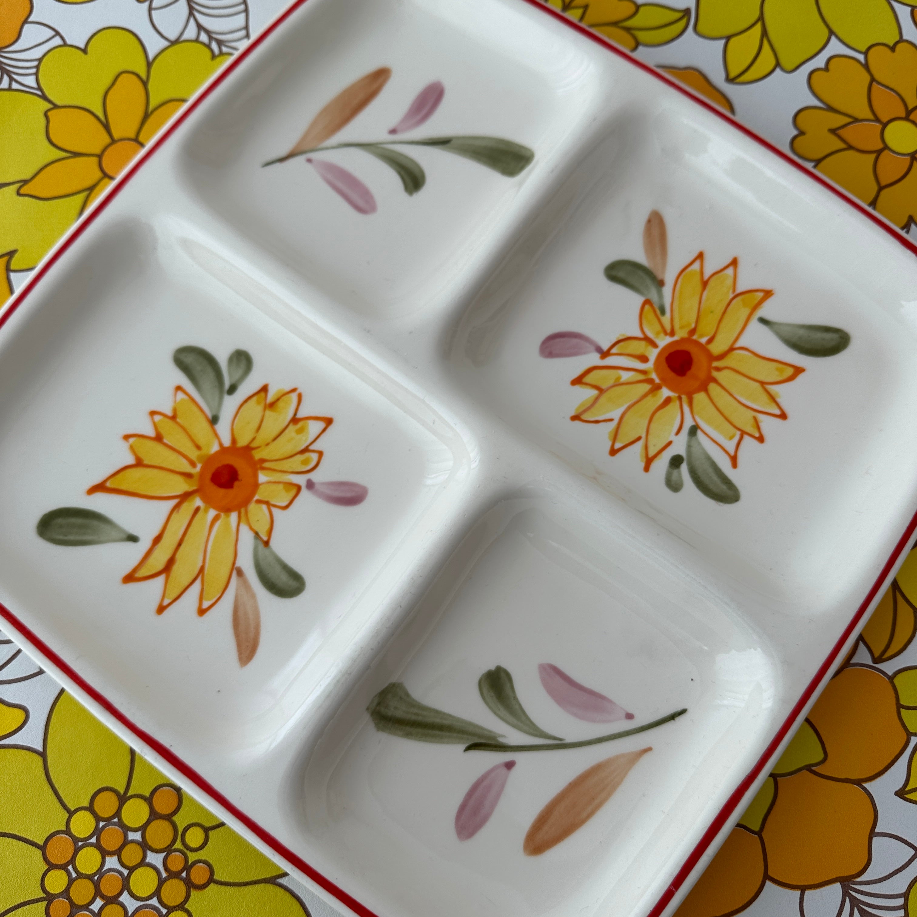 Red Trim JAPAN Vintage Serving Platter