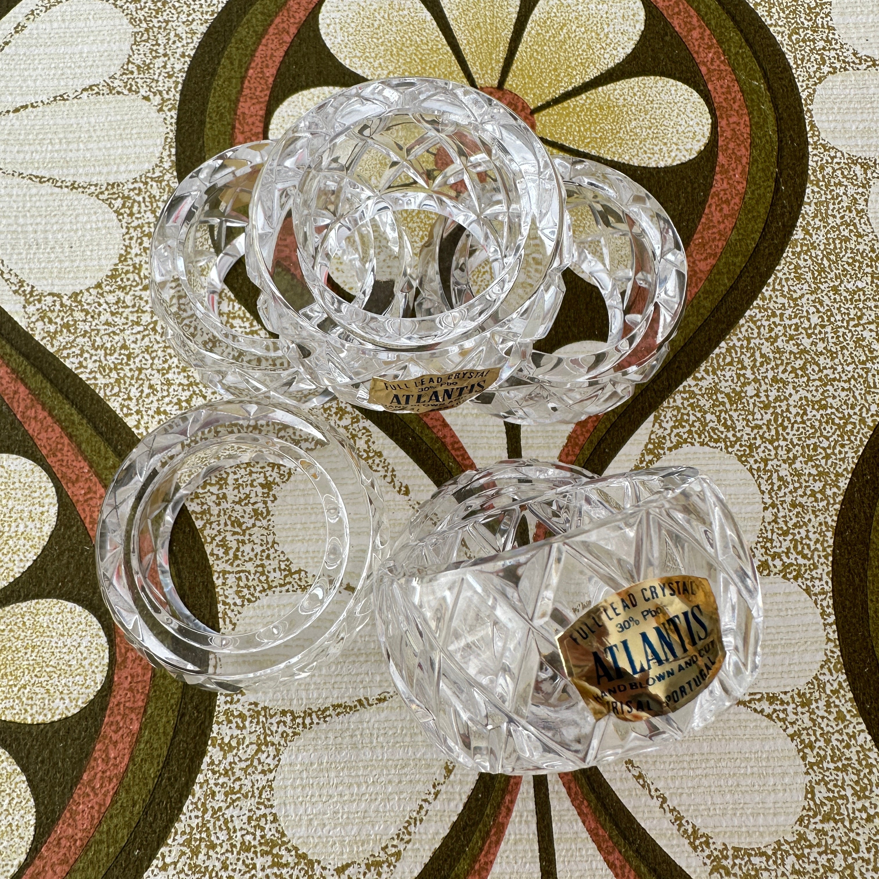 Atlantis Chrystal Serviette RINGS x 6 Vintage
