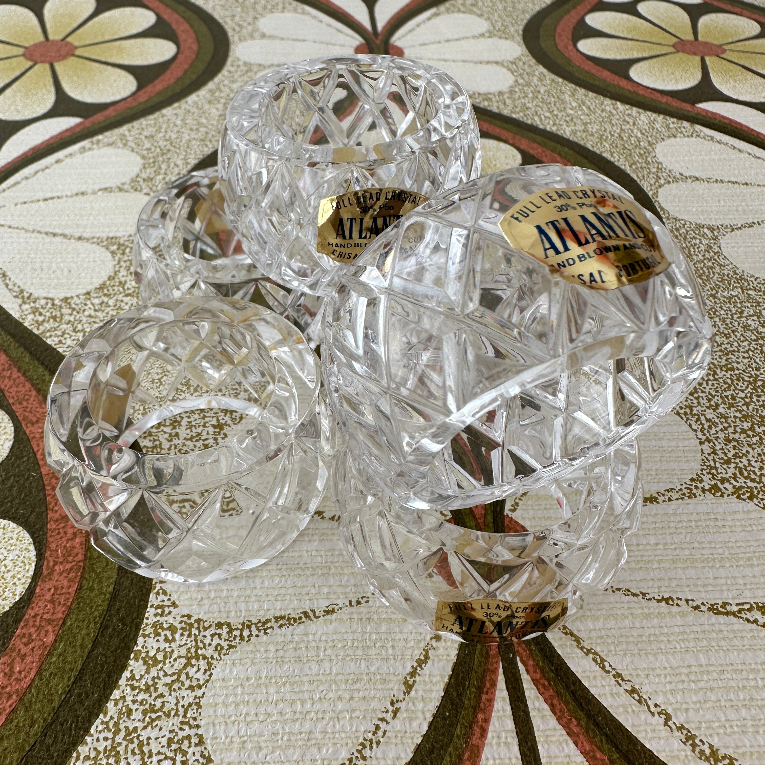 Atlantis Chrystal Serviette RINGS x 6 Vintage