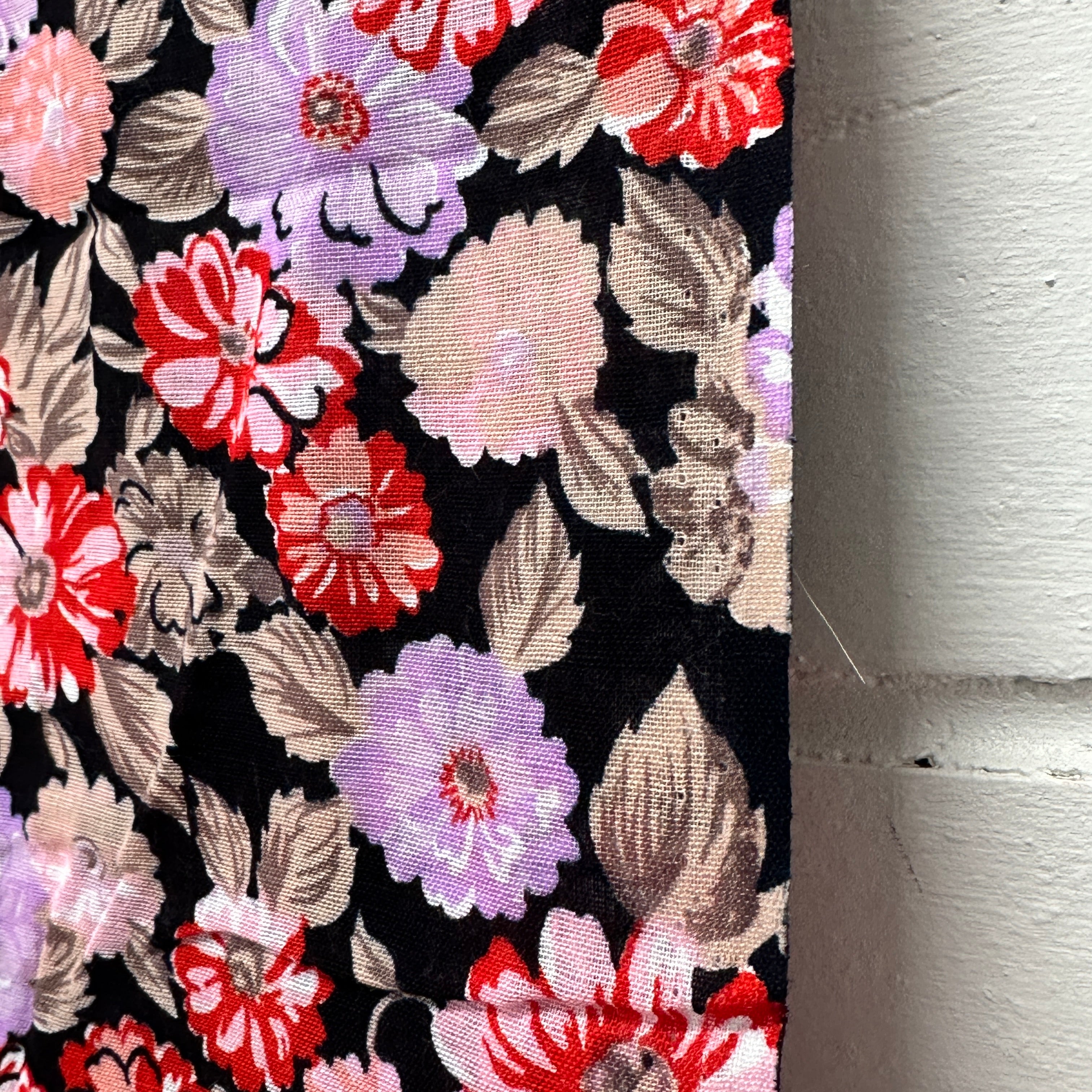 300cms Black & Purple FLORAL Fabric