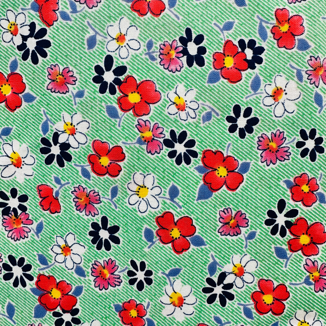 250cms Just Beautiful VINTAGE Cotton Fabric Greens & Pinks