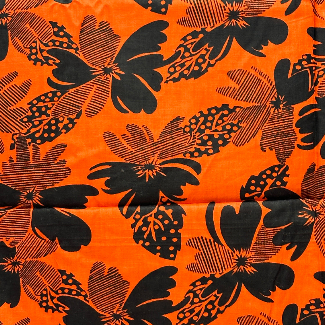 260cms Bright Orange & Black VINTAGE Large Bold Floral Print