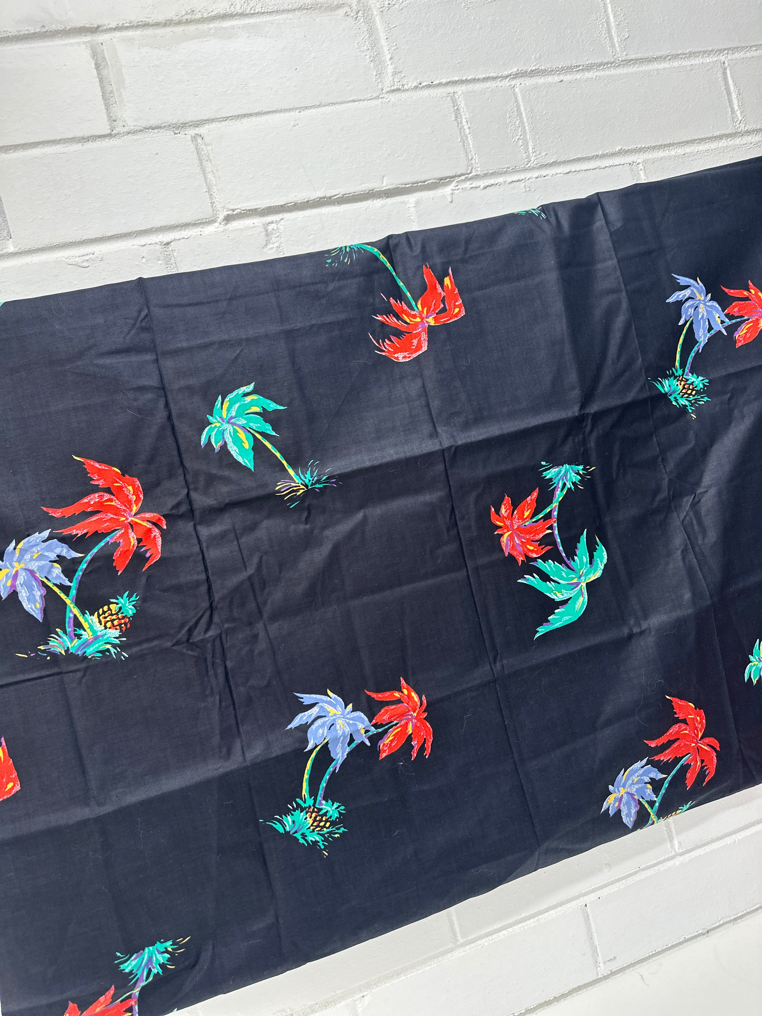 160cms Cool VINTAGE Fabric Black Palm Trees
