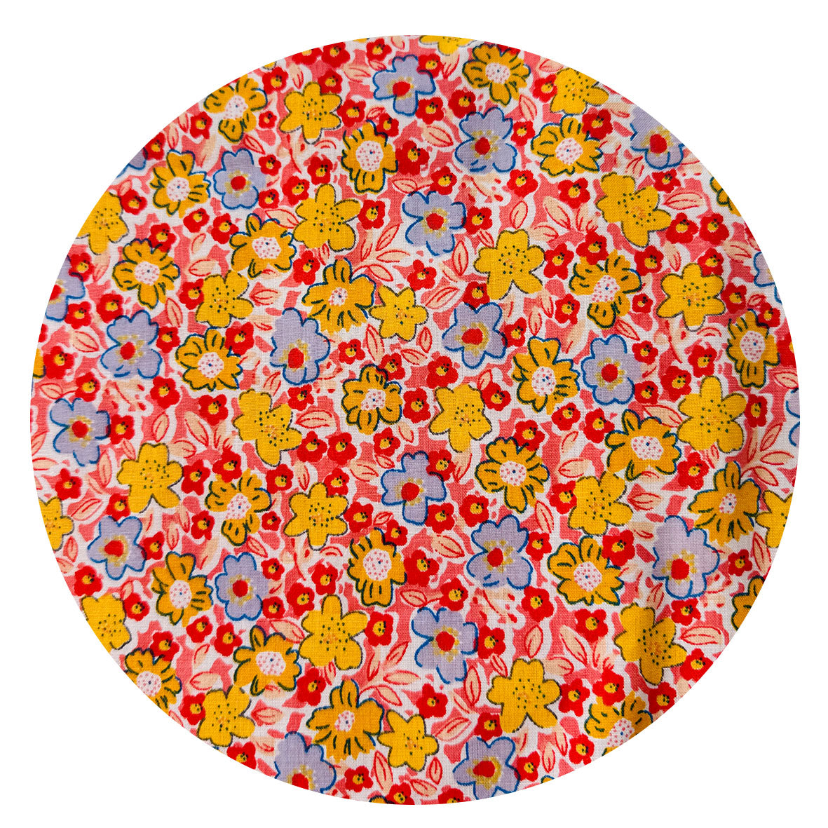 240cms Red & Yellow Modern Floral Fabric