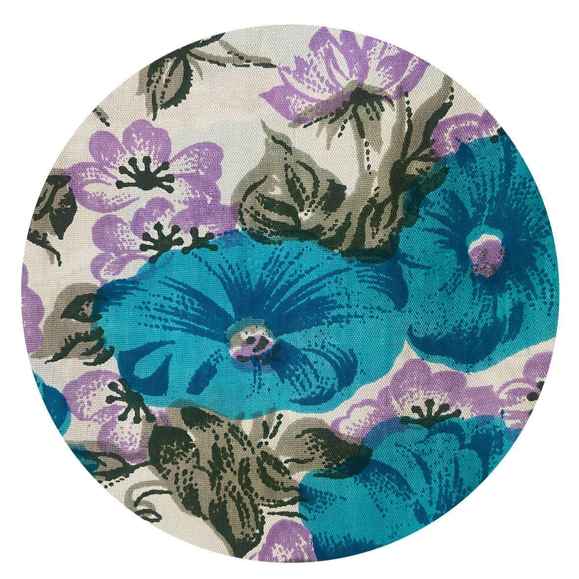 180cms Beautiful Silky Vintage Blue Floral Fabric