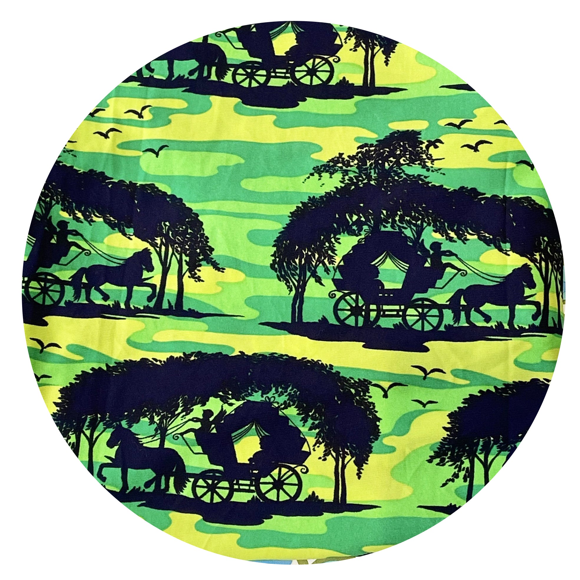 RETRO Vintage Fabric ~ Awesome Design RETRO Horse Cart 380cms