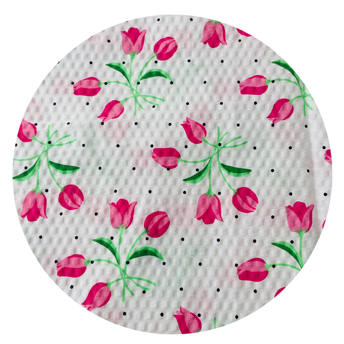 225cms MODERN Bright Pink & White Floral Cotton Crepe Fabric