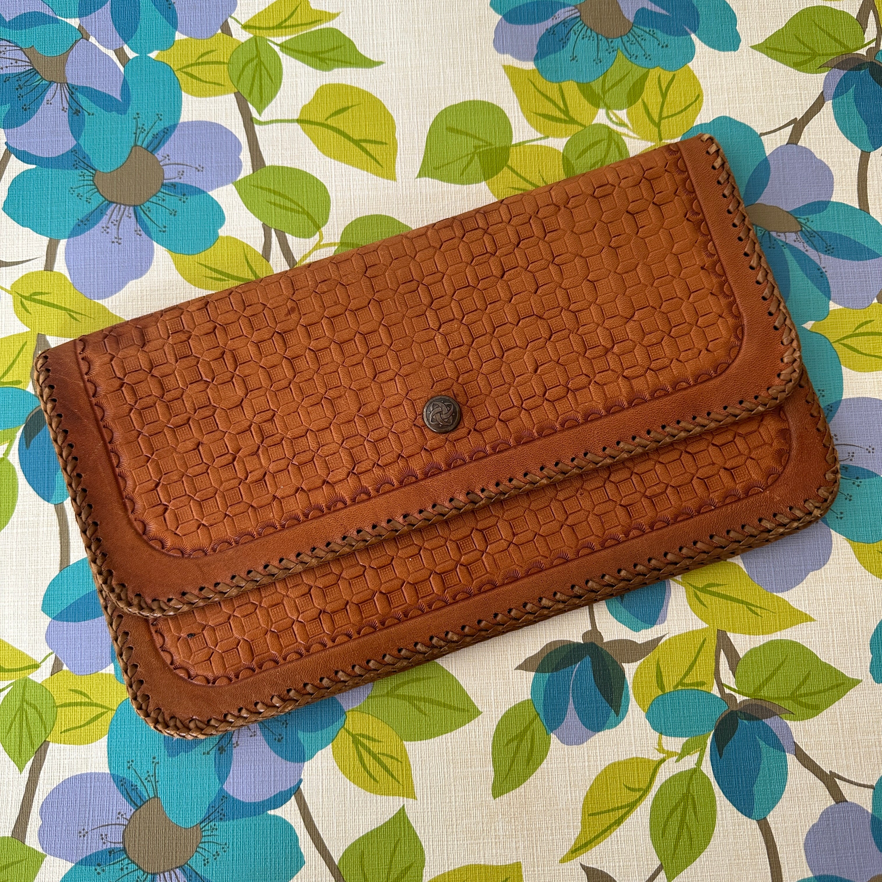 VINTAGE Leather Clutch Handbag