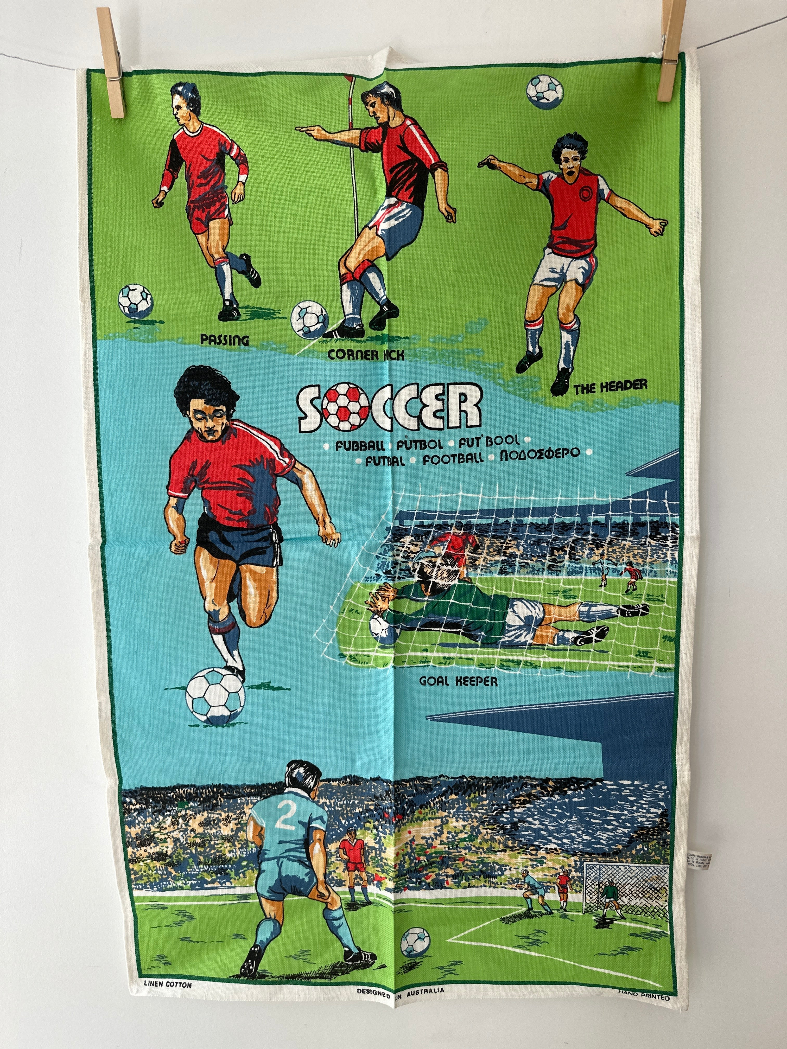 UNUSED Soccer Kitsch Tea Towel