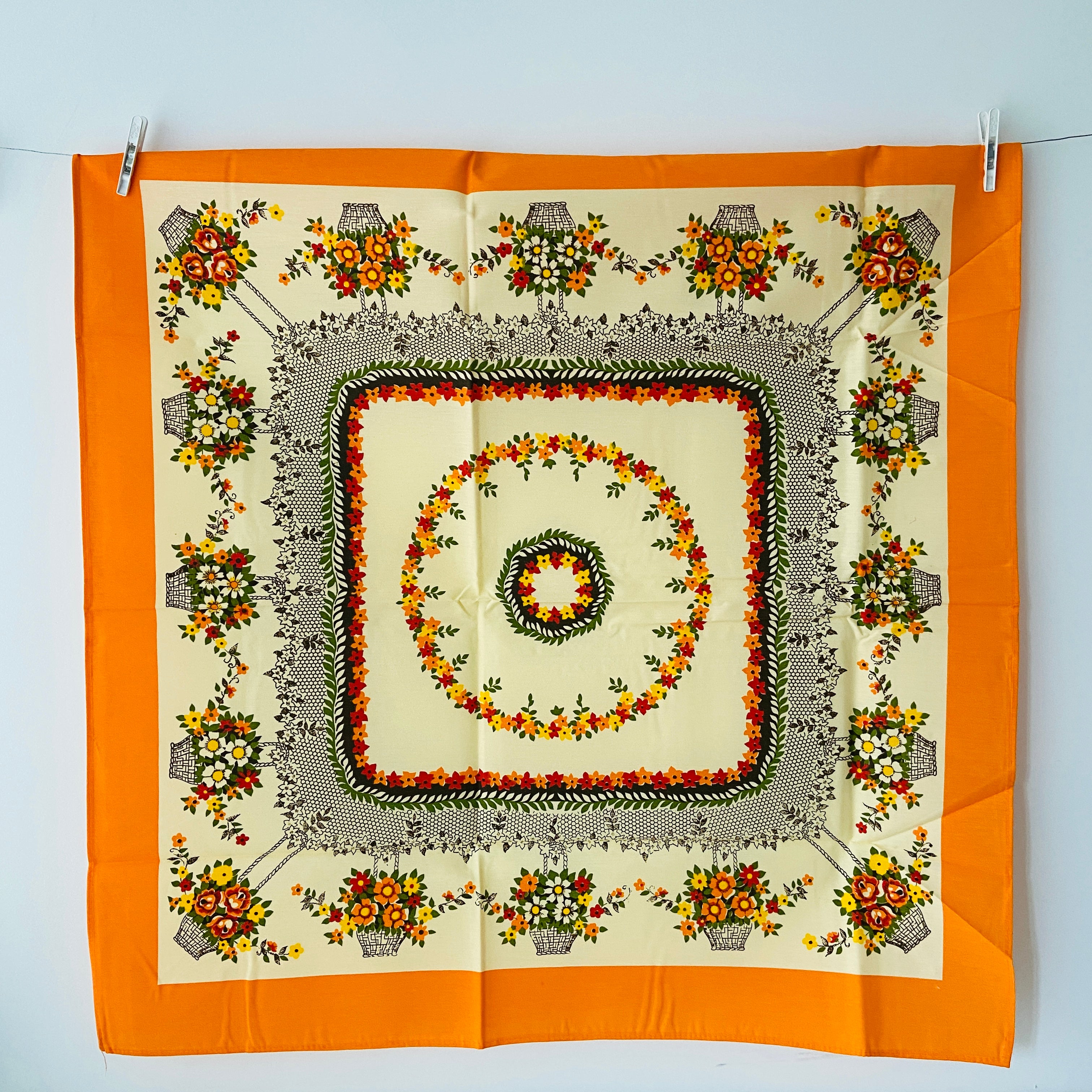 BRAZIL Vintage Cotton Table CLOTH Unused Floral