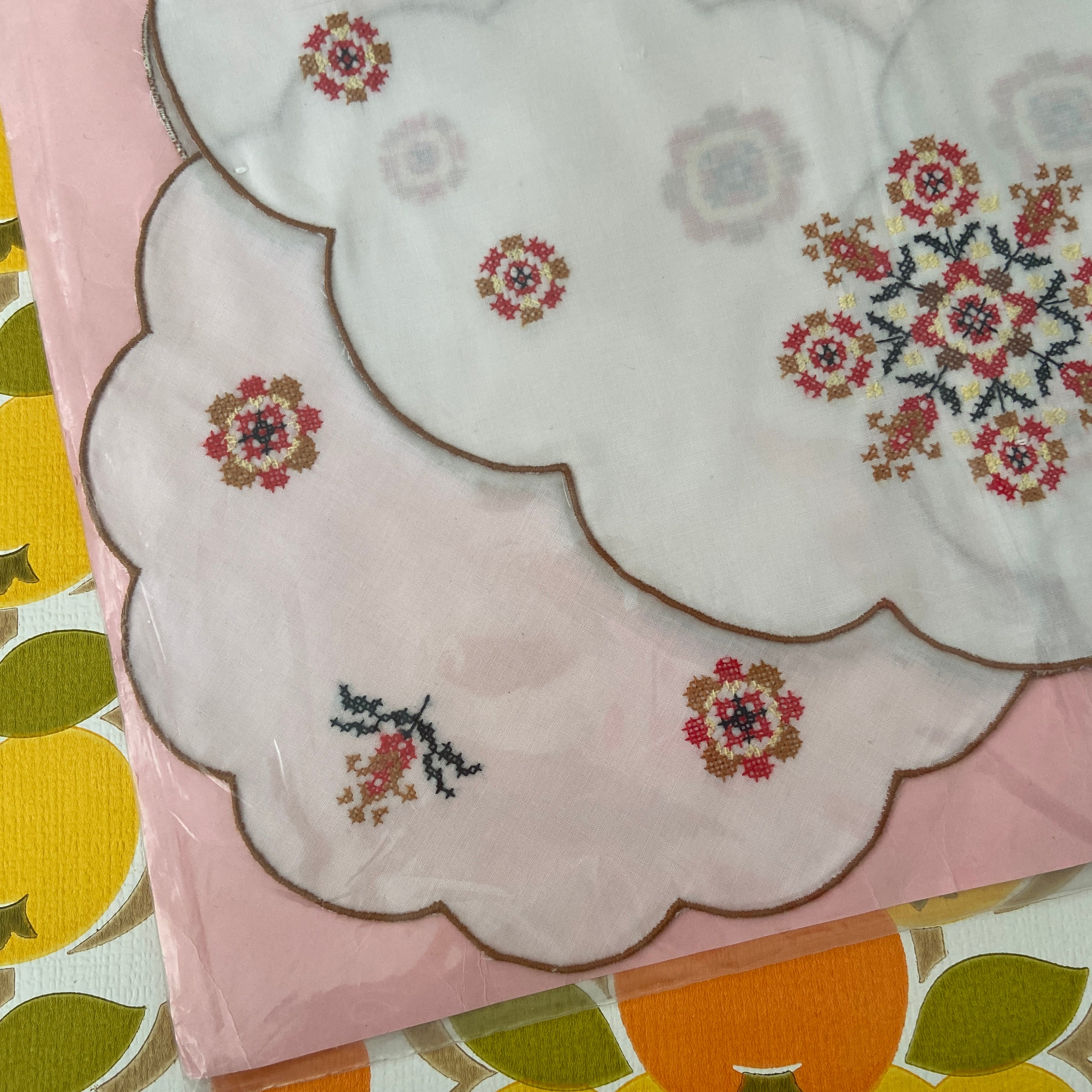 UNUSED Embroidered Set Doilies