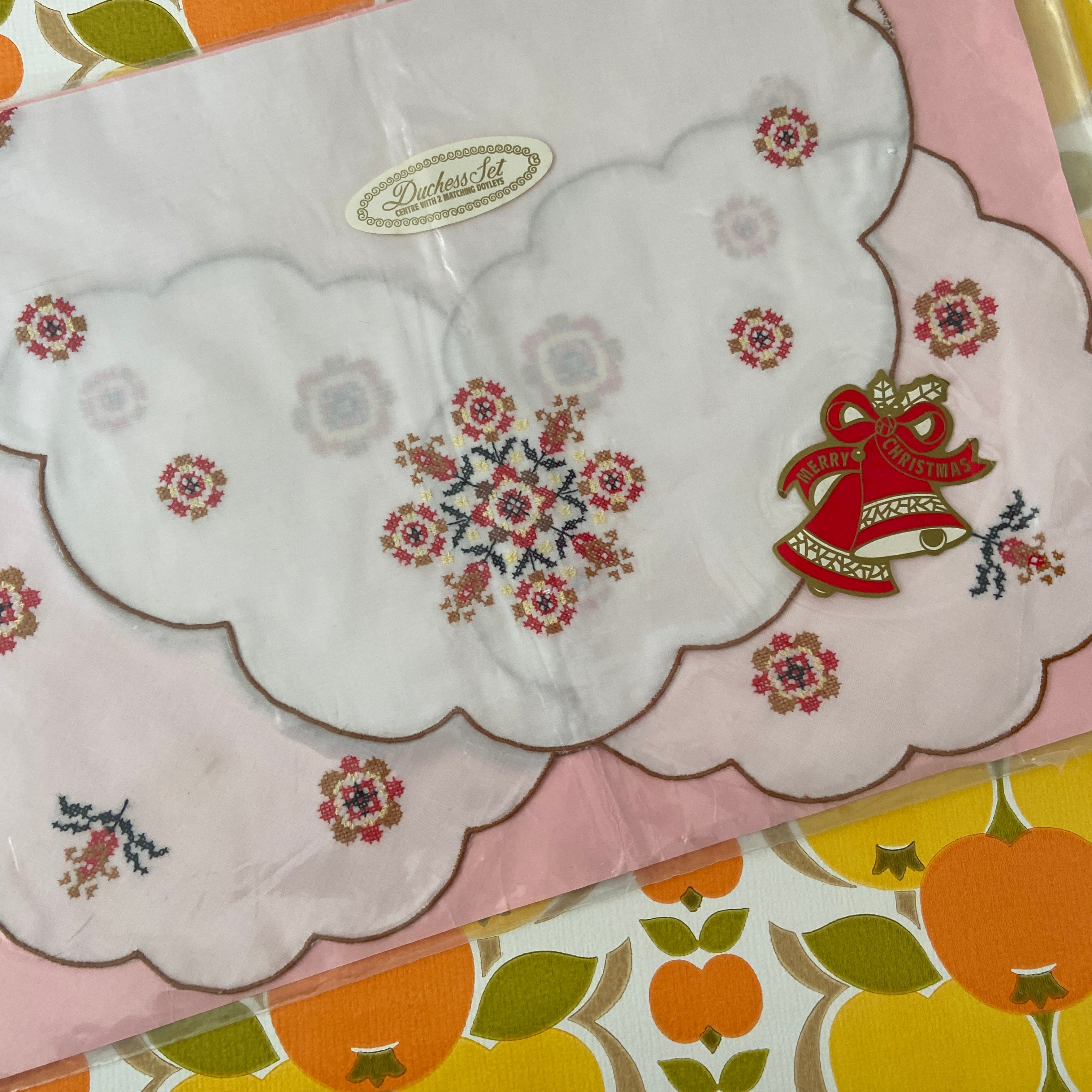 UNUSED Embroidered Set Doilies