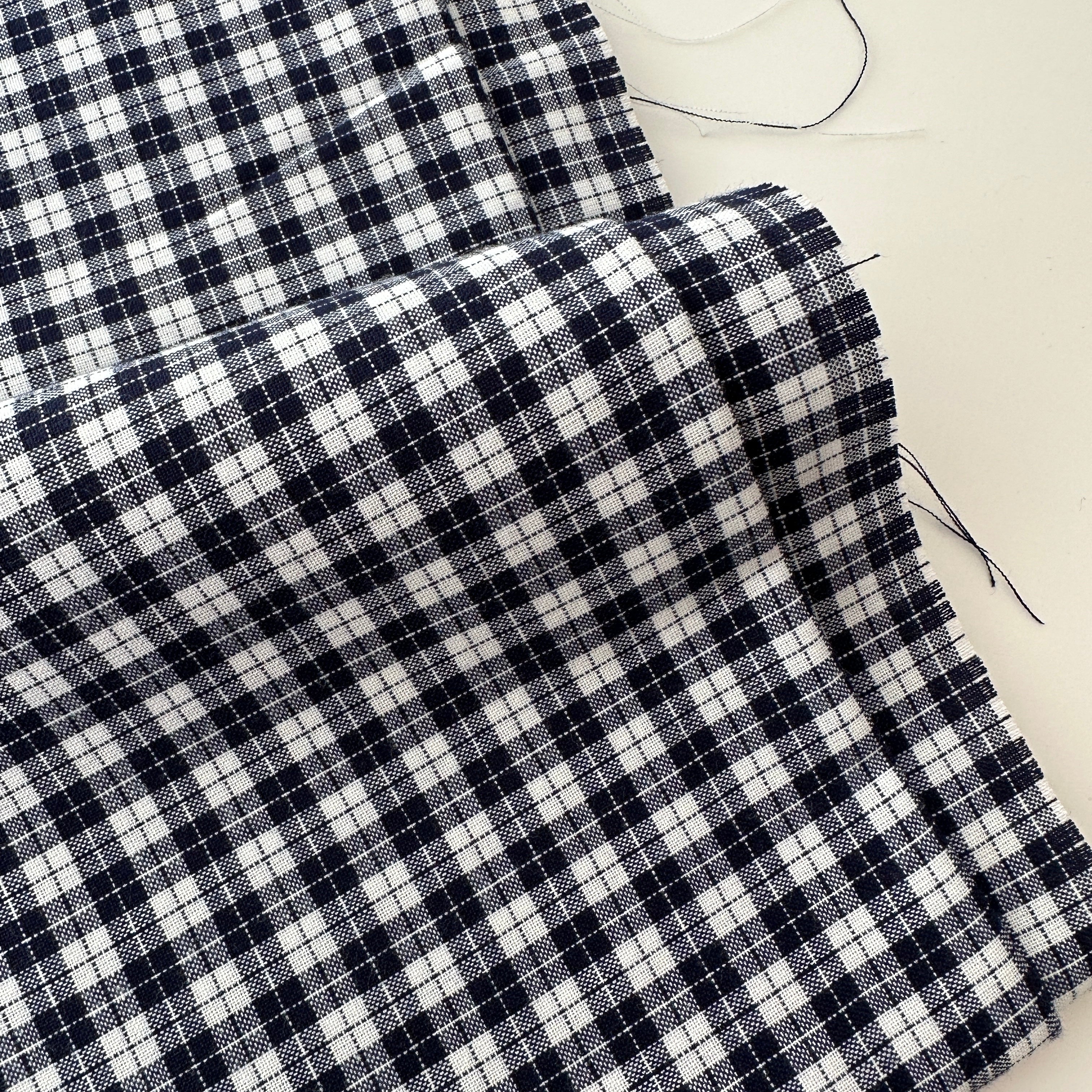 150cms Cute Blue Checked Vintage Cotton Fabric