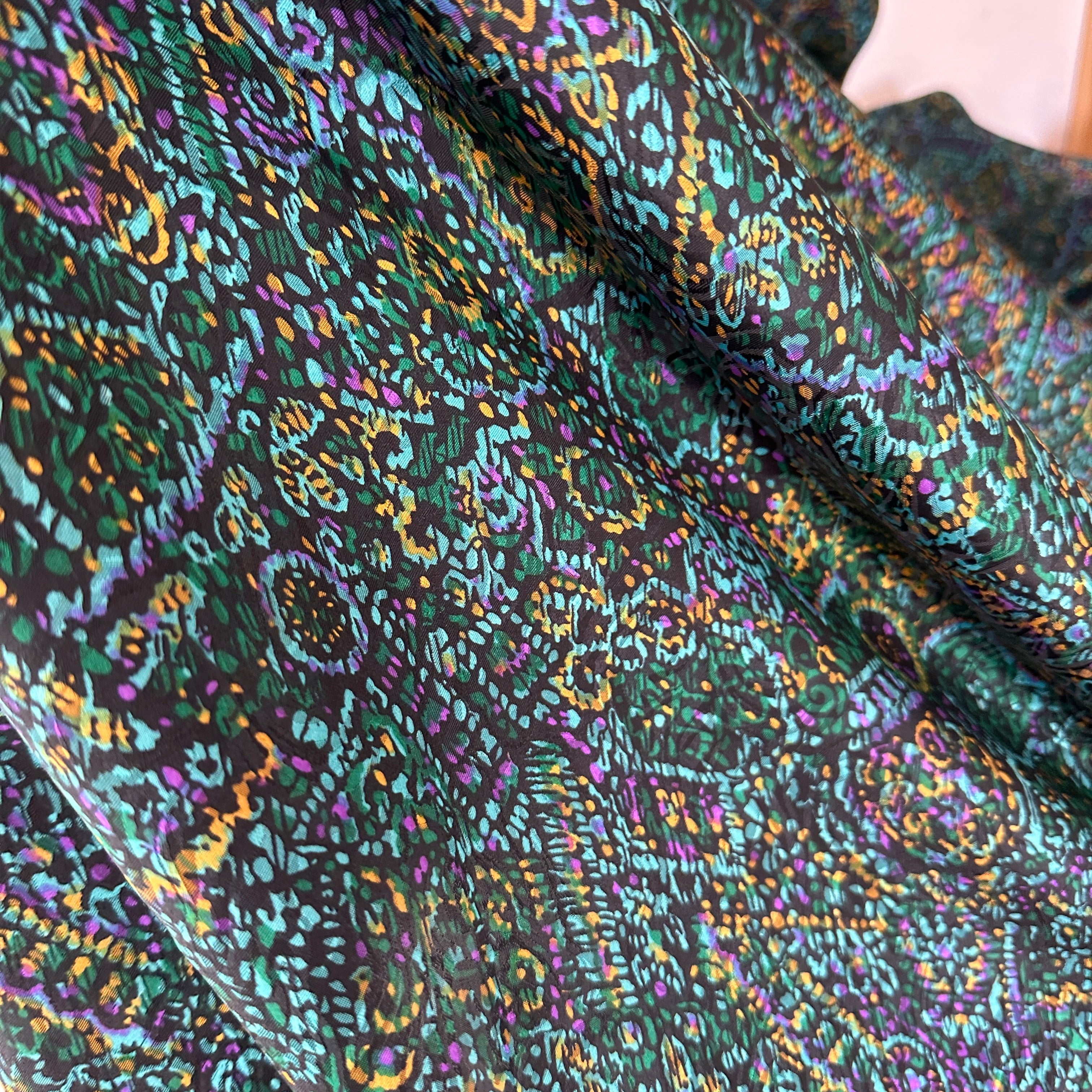 300cms Stunning Green Silky Floral Fabric SILKY Dress