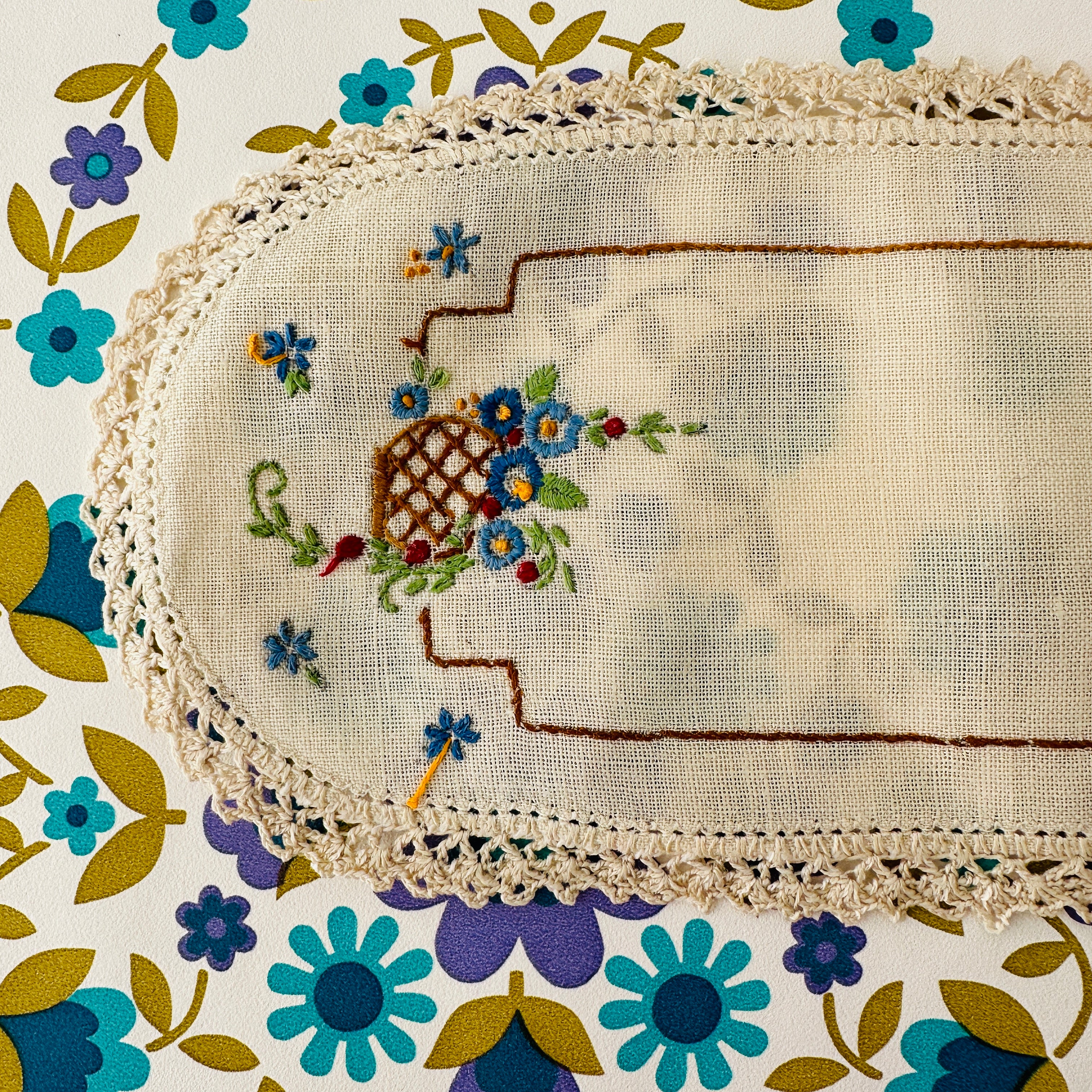 Pretty Floral Handmade Vintage Doily