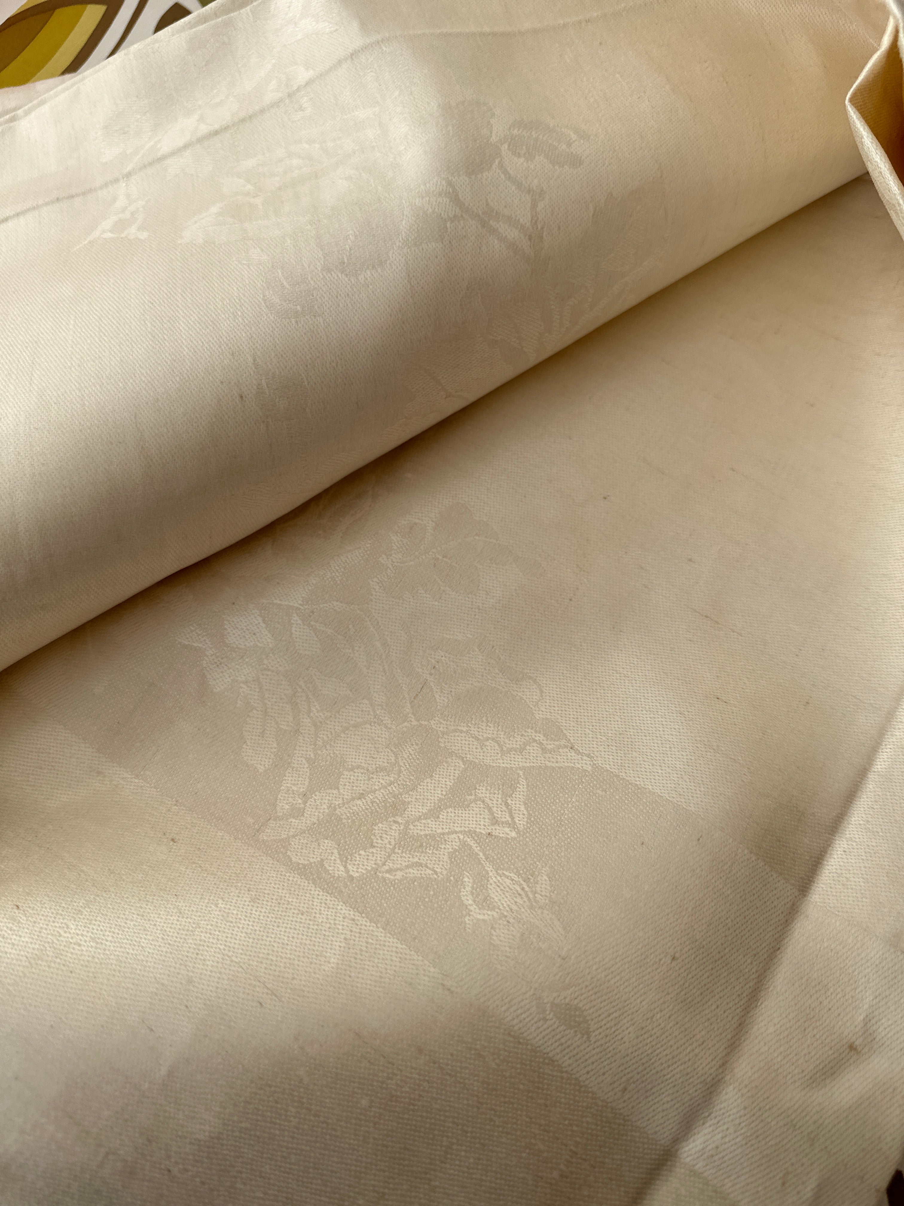 ANTIQUE Damask Table Cloth Fabric