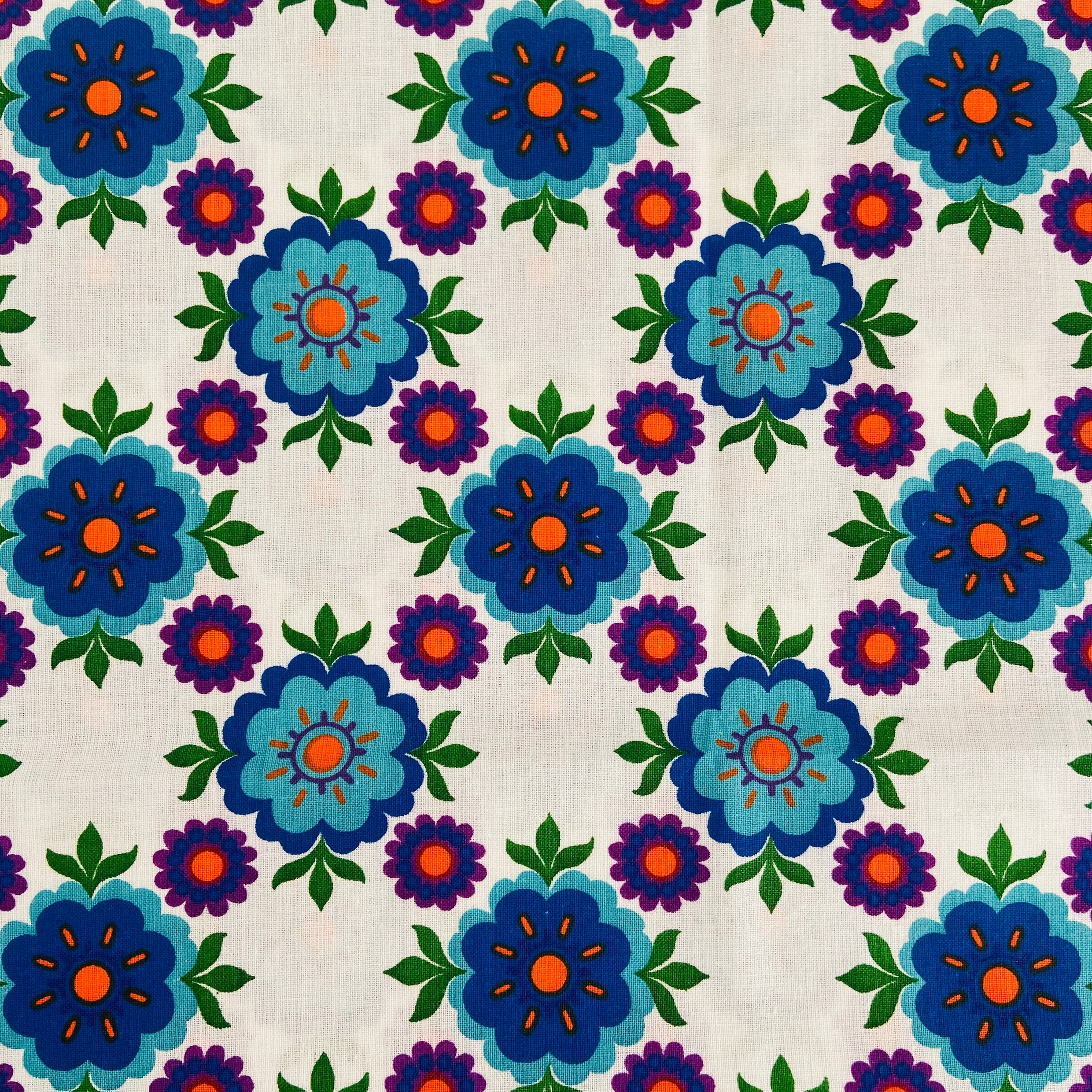 Vintage European Cotton Dekoplus Floral Fabric AMAZING RETRO PRINT
