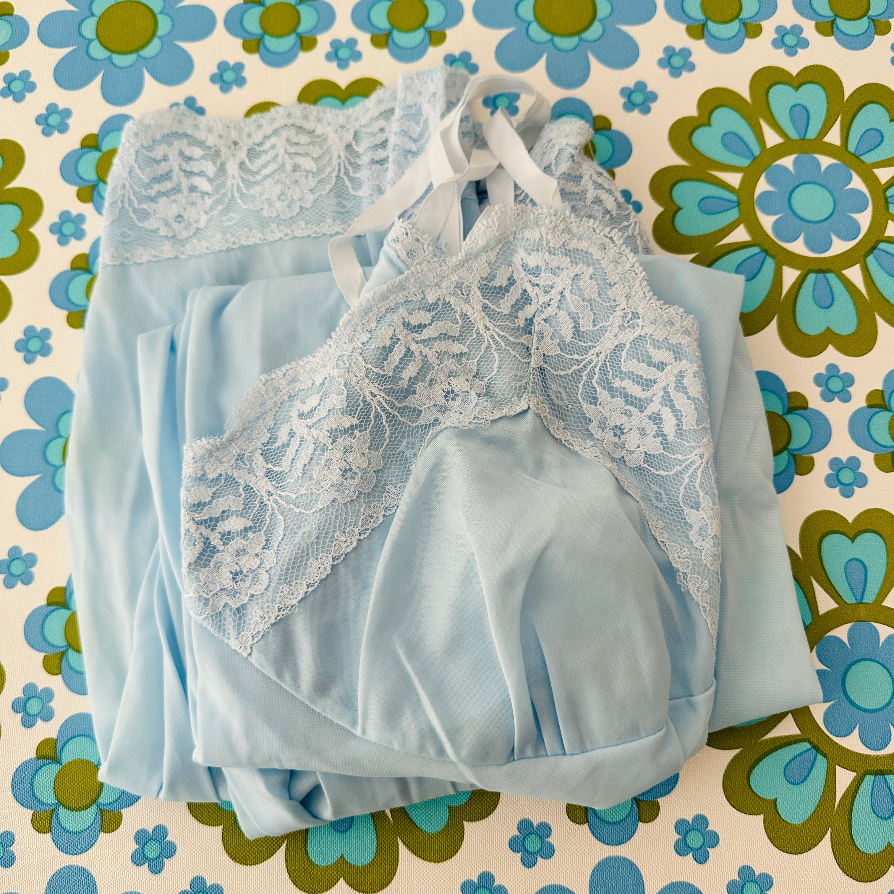 Sweet Vintage Blue Slip Lingerie