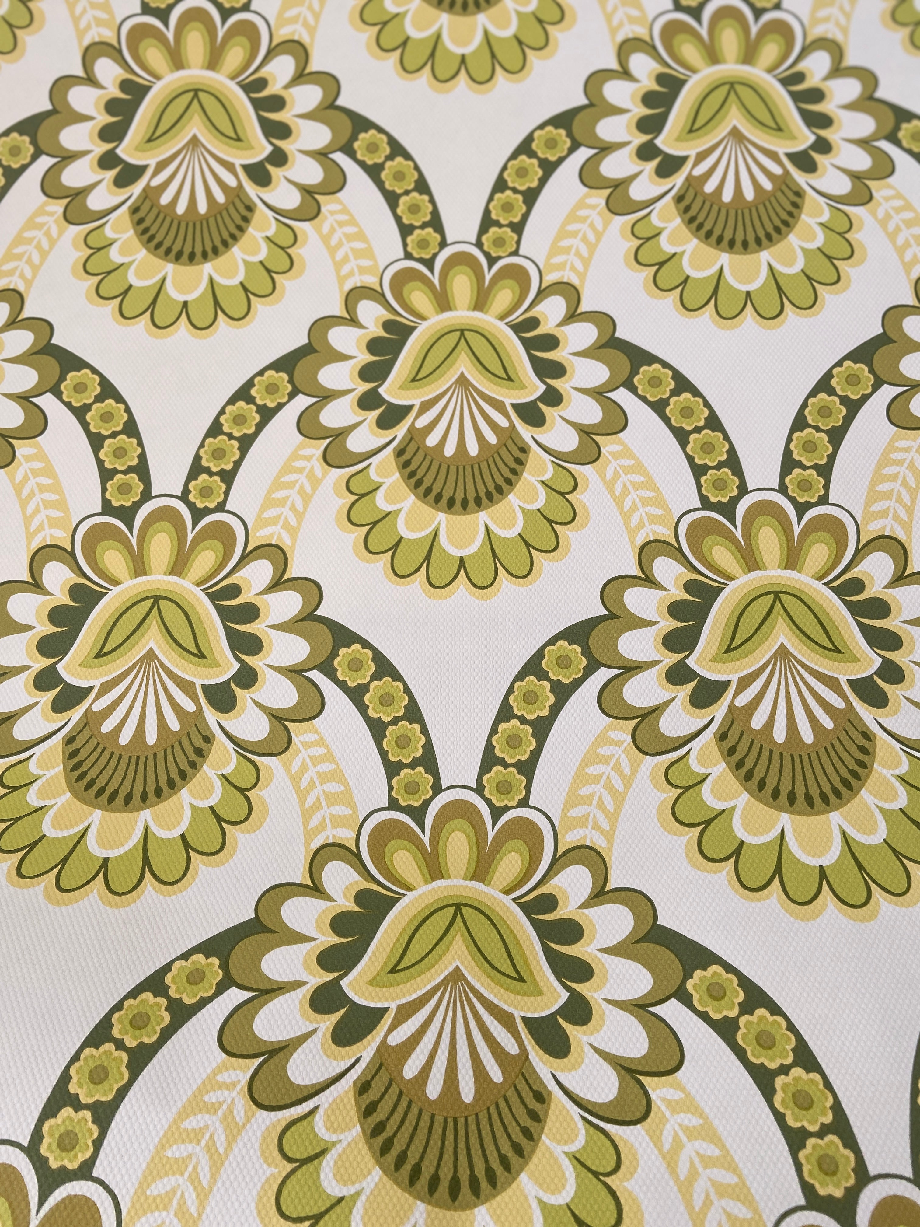 70's Funky Retro Genuine Vintage WALLPAPER Green