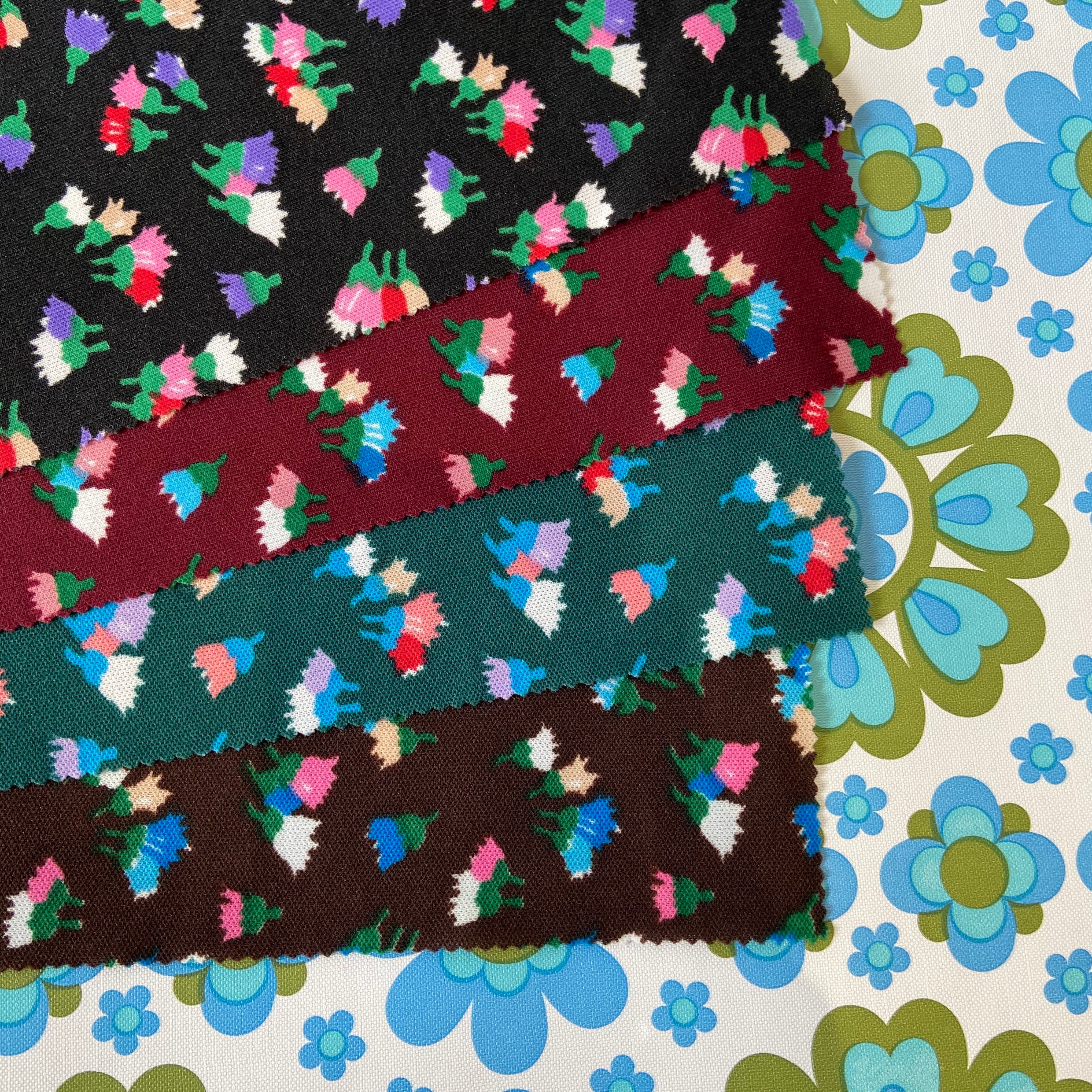 Vintage SAMPLE ~ Floral Fabric Several Colours RETRO Print