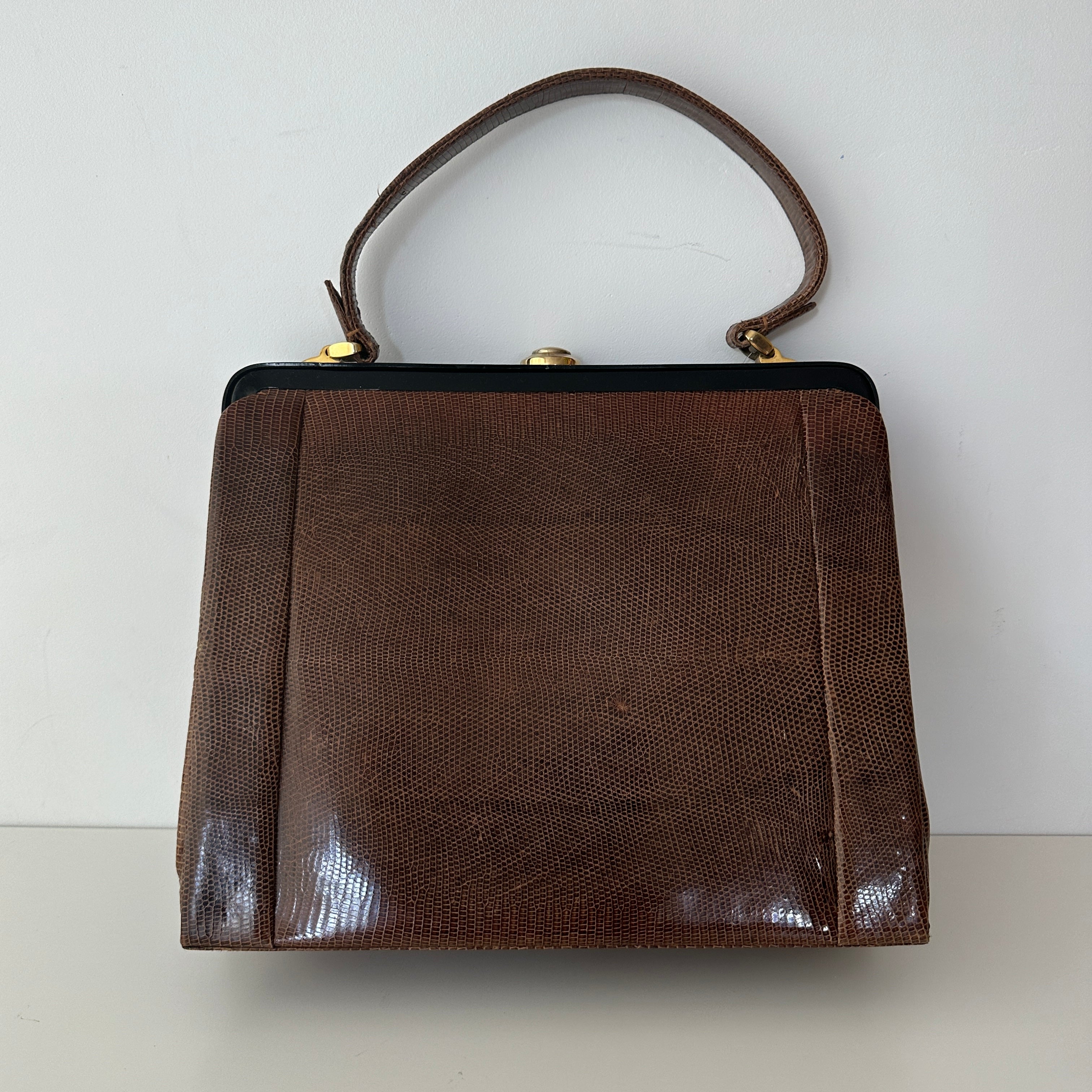 Amazing Vintage Brown Snakeskin Handbag