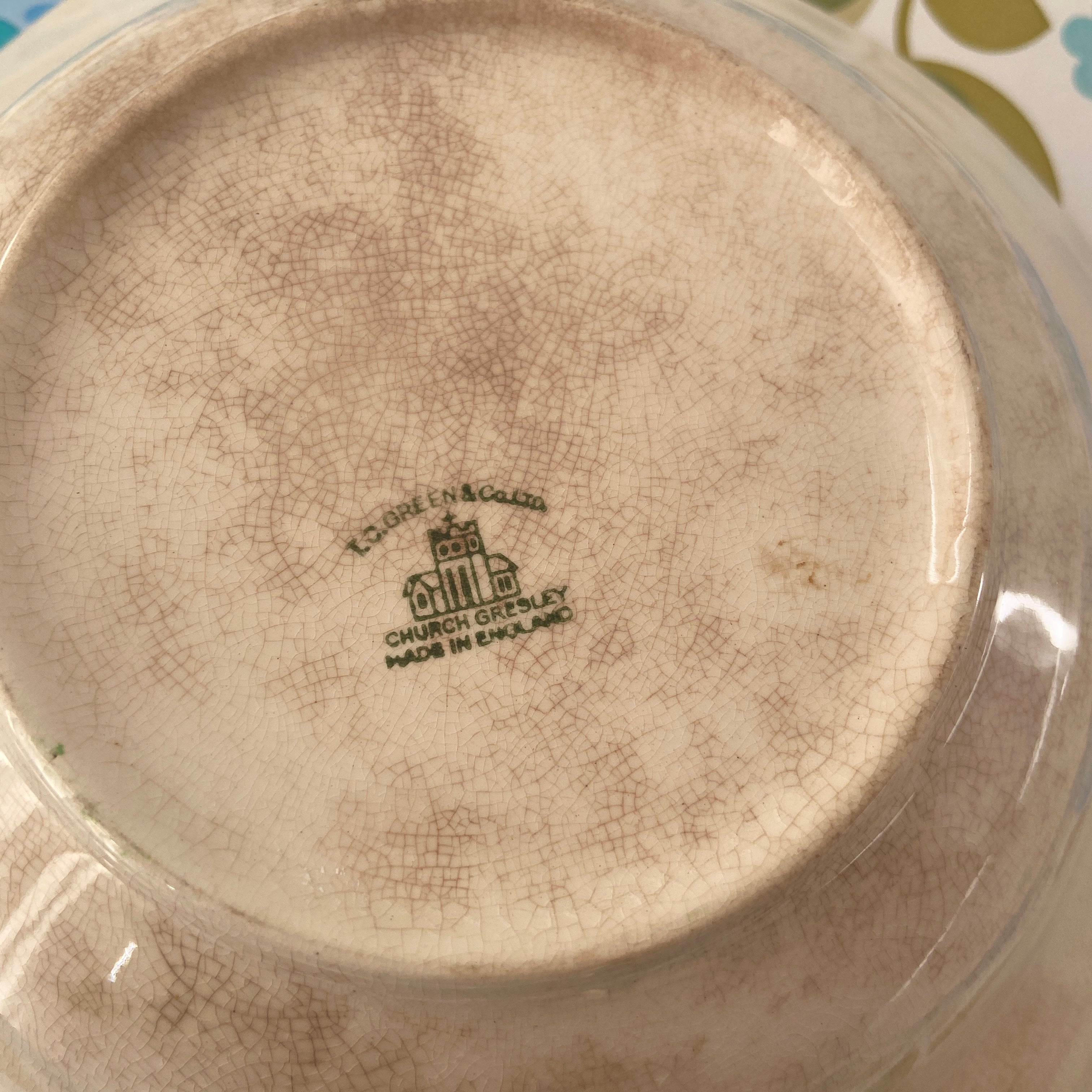 POLKA DOT Green Vintage Casserole Dish Country Home