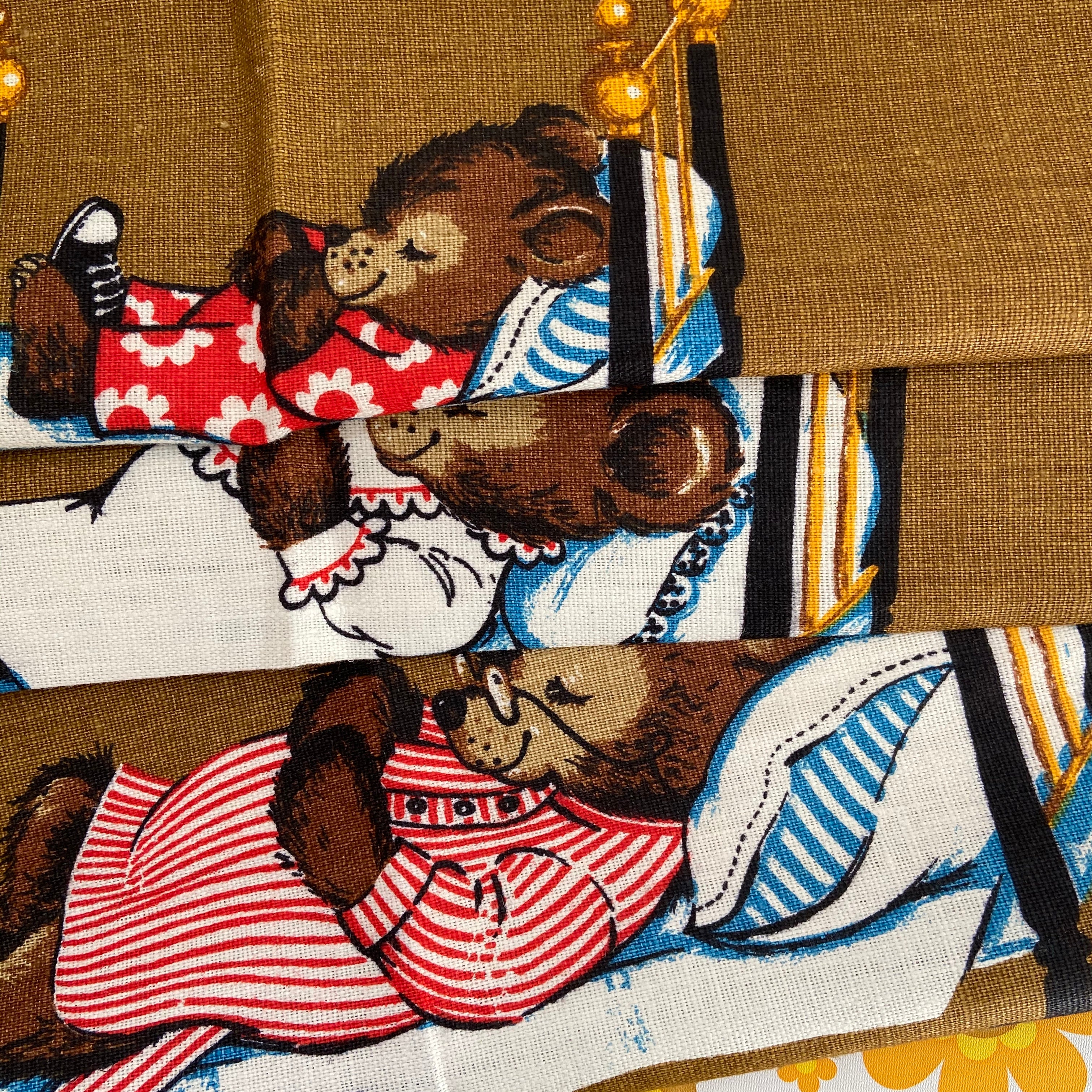 Vintage Fast Colours TEA TOWEL Bears RETRO 70's