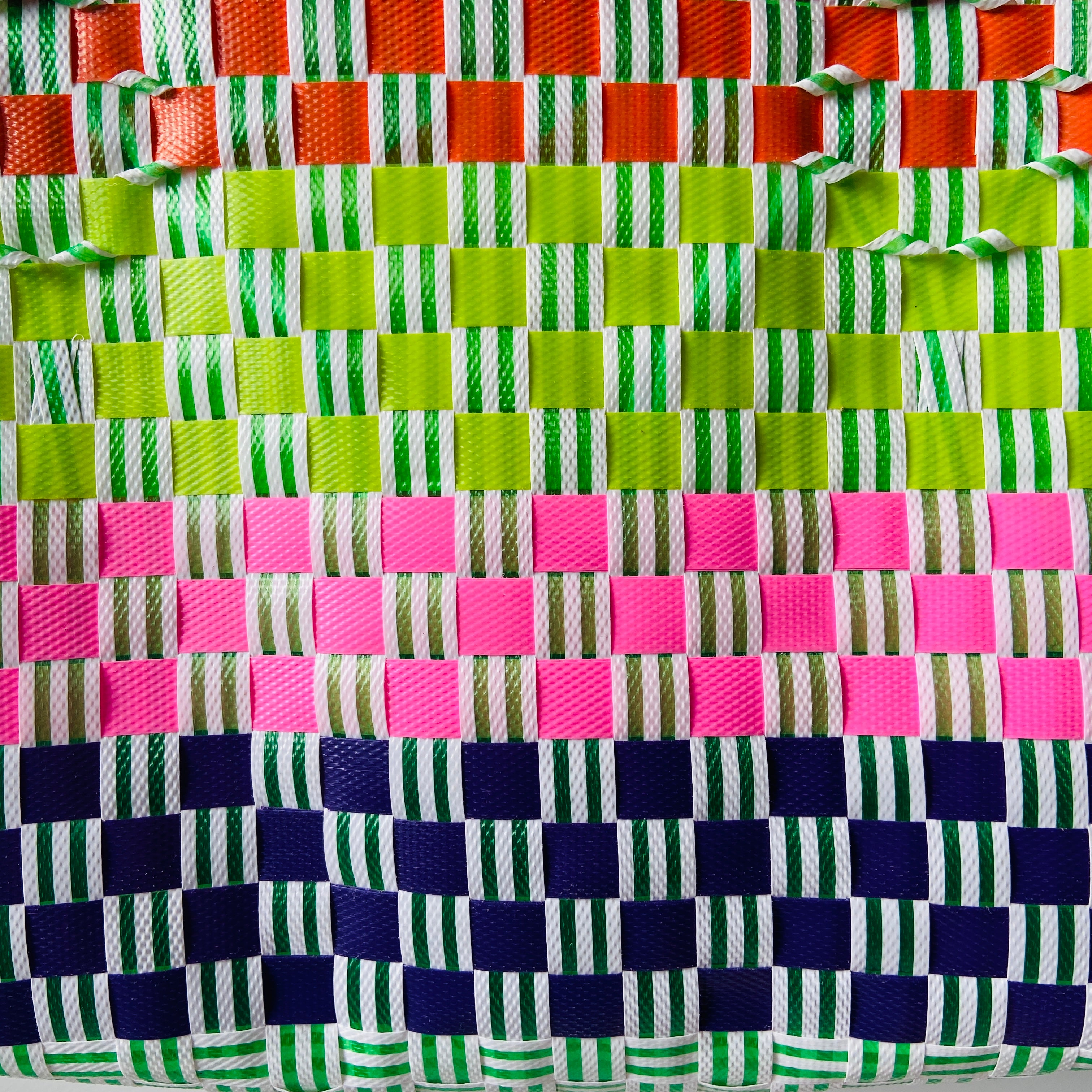 Recycled Red, Green, Pink & Purple Tote Bag Medium