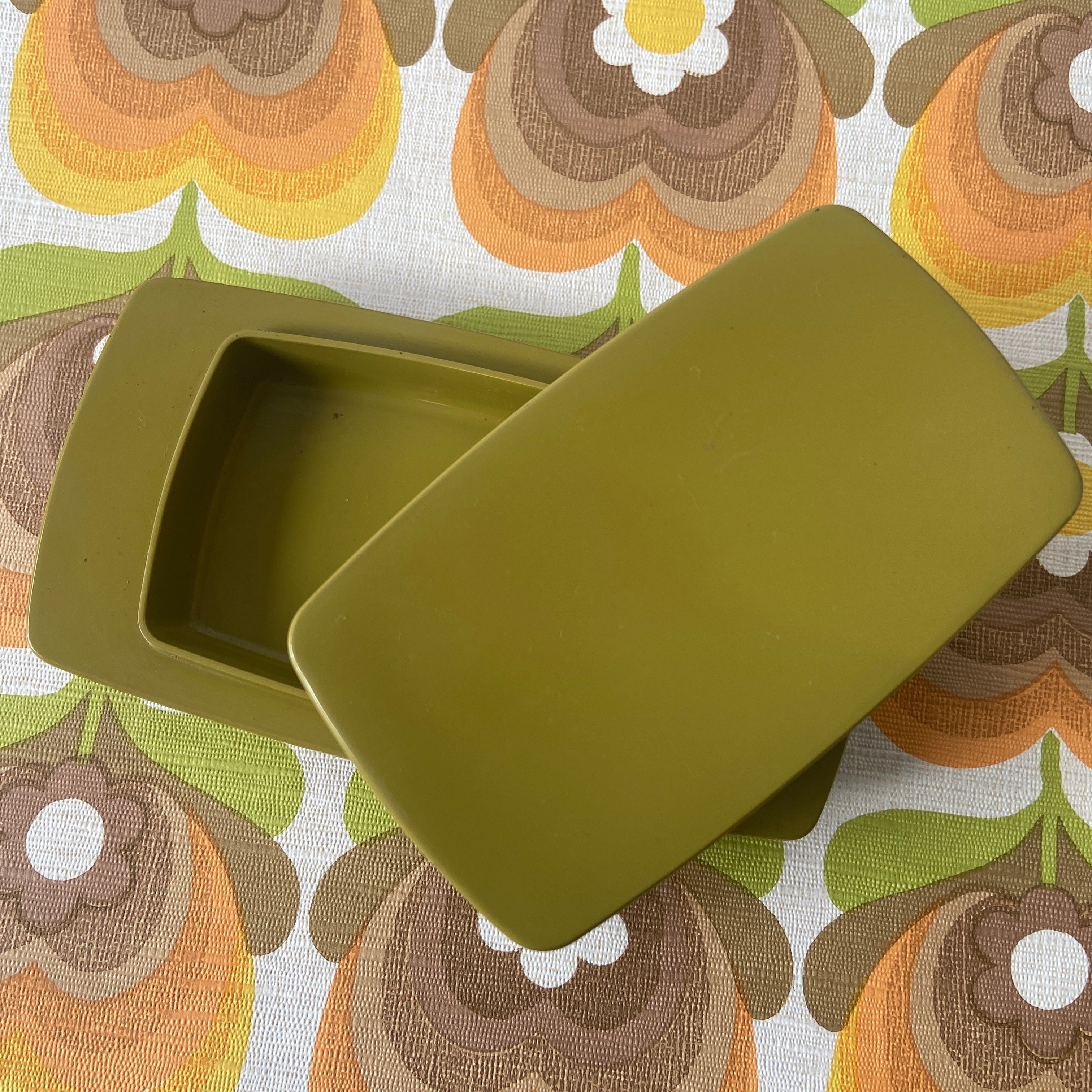 BESSEMER Butter Dish Green Retro 70's Kitchen