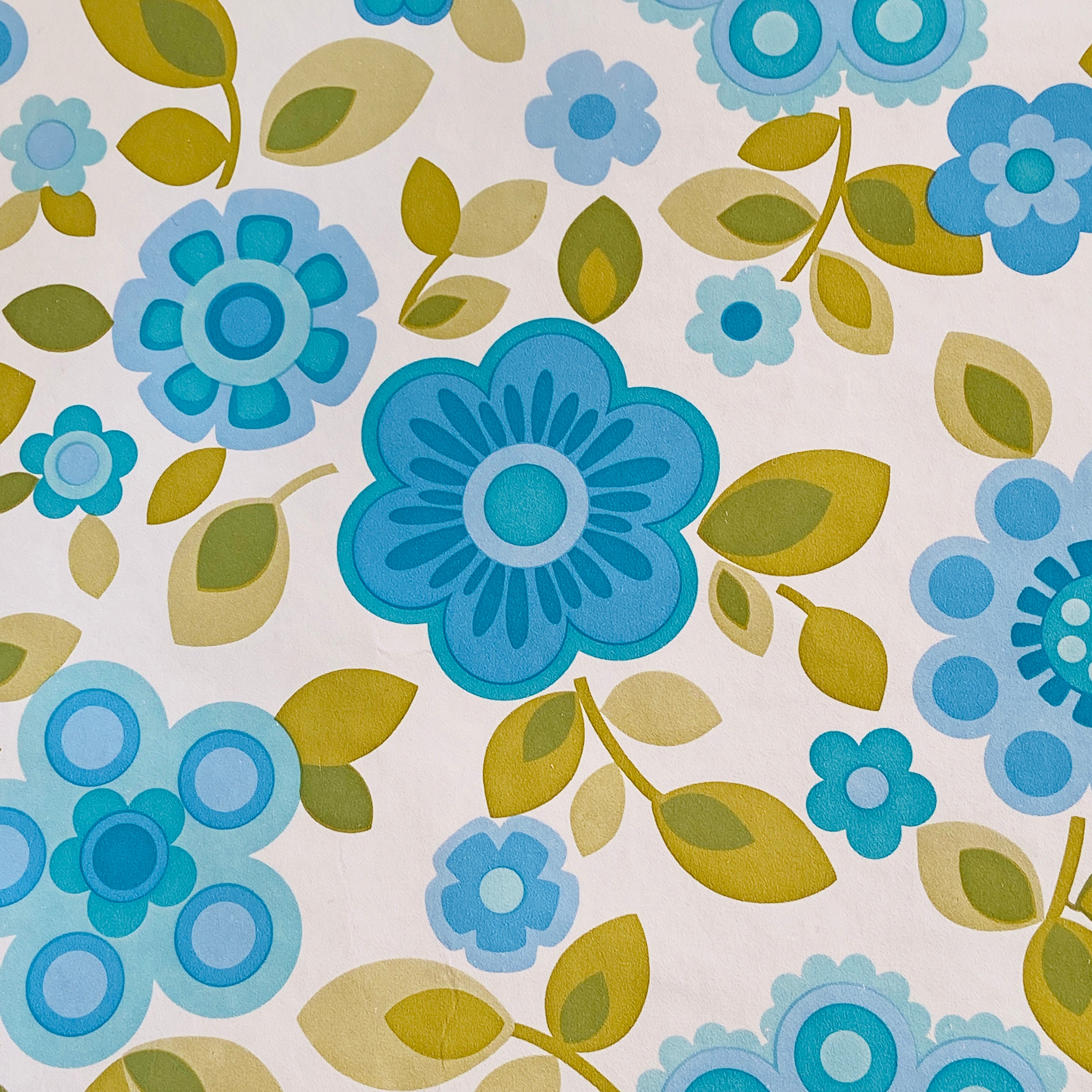 RETRO Wallpaper AWESOME BRIGHT 70's BLUE