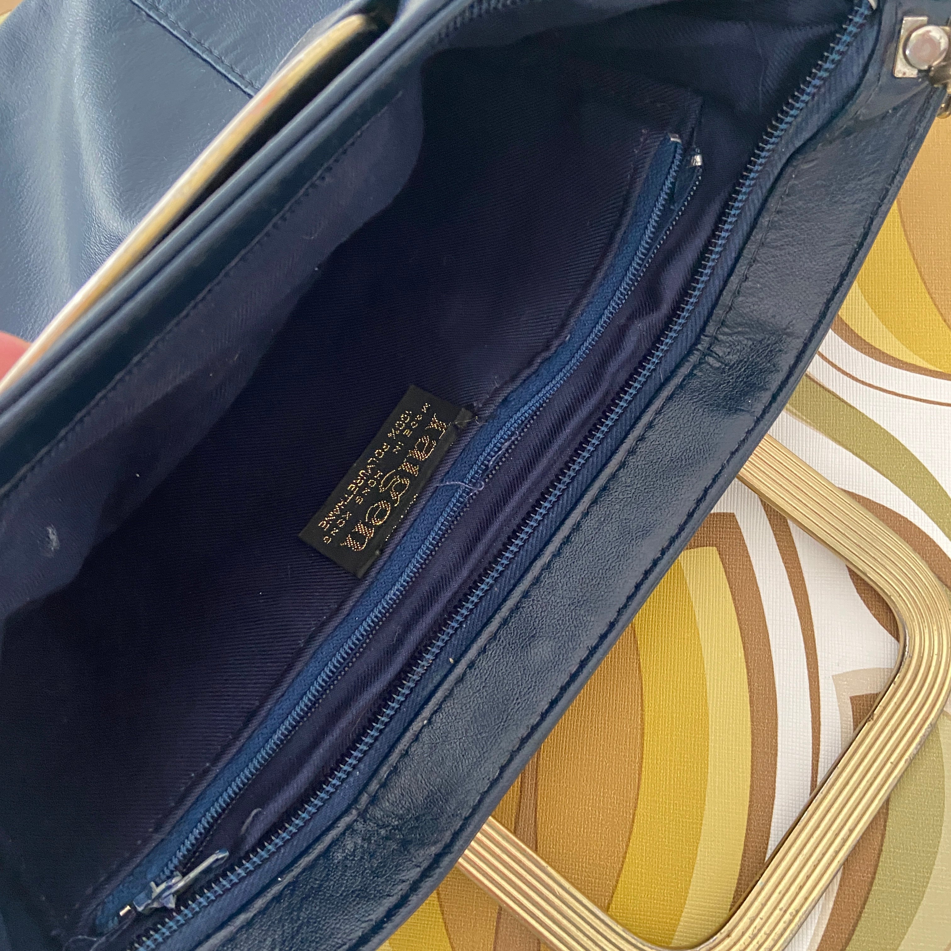 Cool Vintage Navy Bag Art Deco Handles