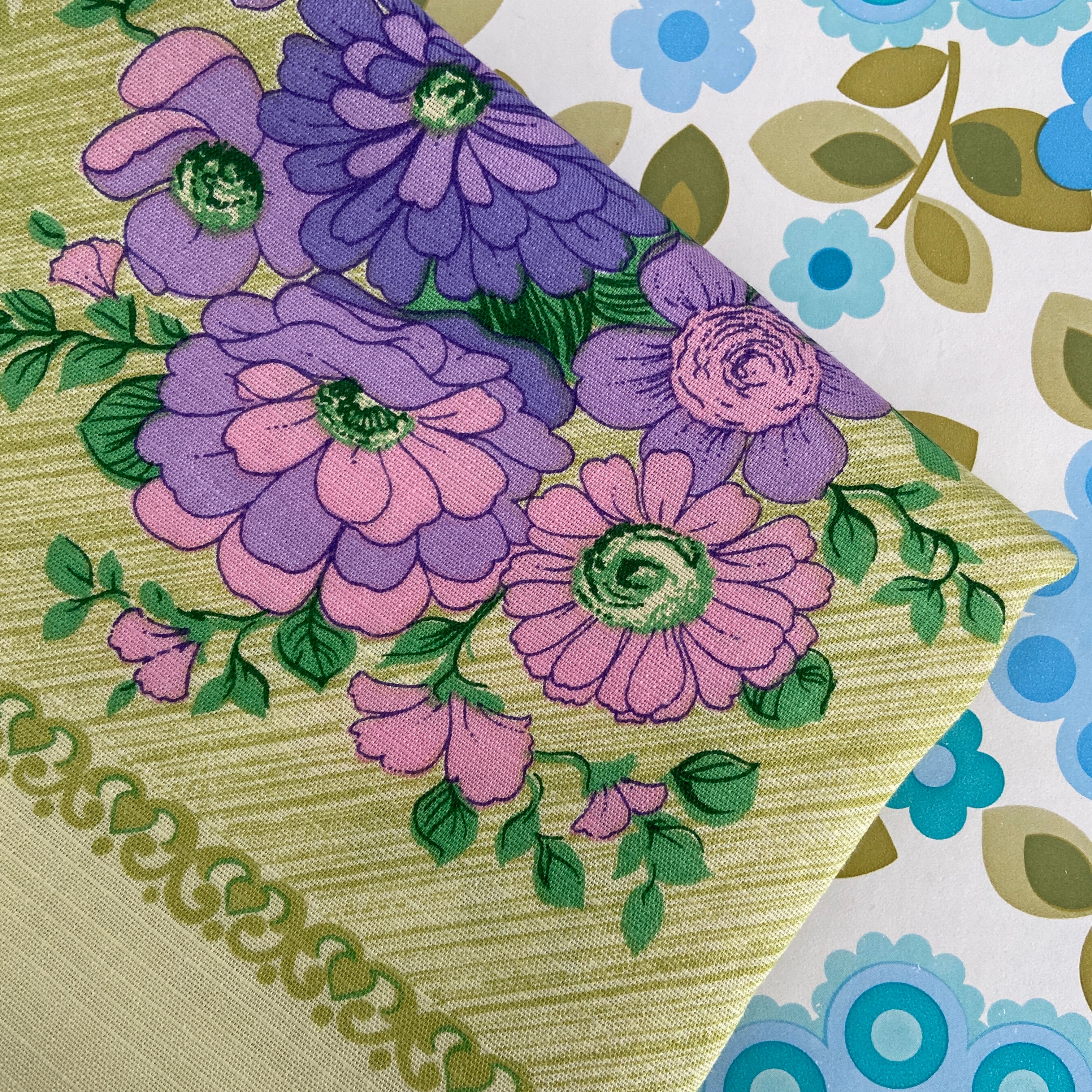 Pretty UNUSED Vintage RETRO Table cloth Bright Cotton Tablecloth Made in Germany  Caravan