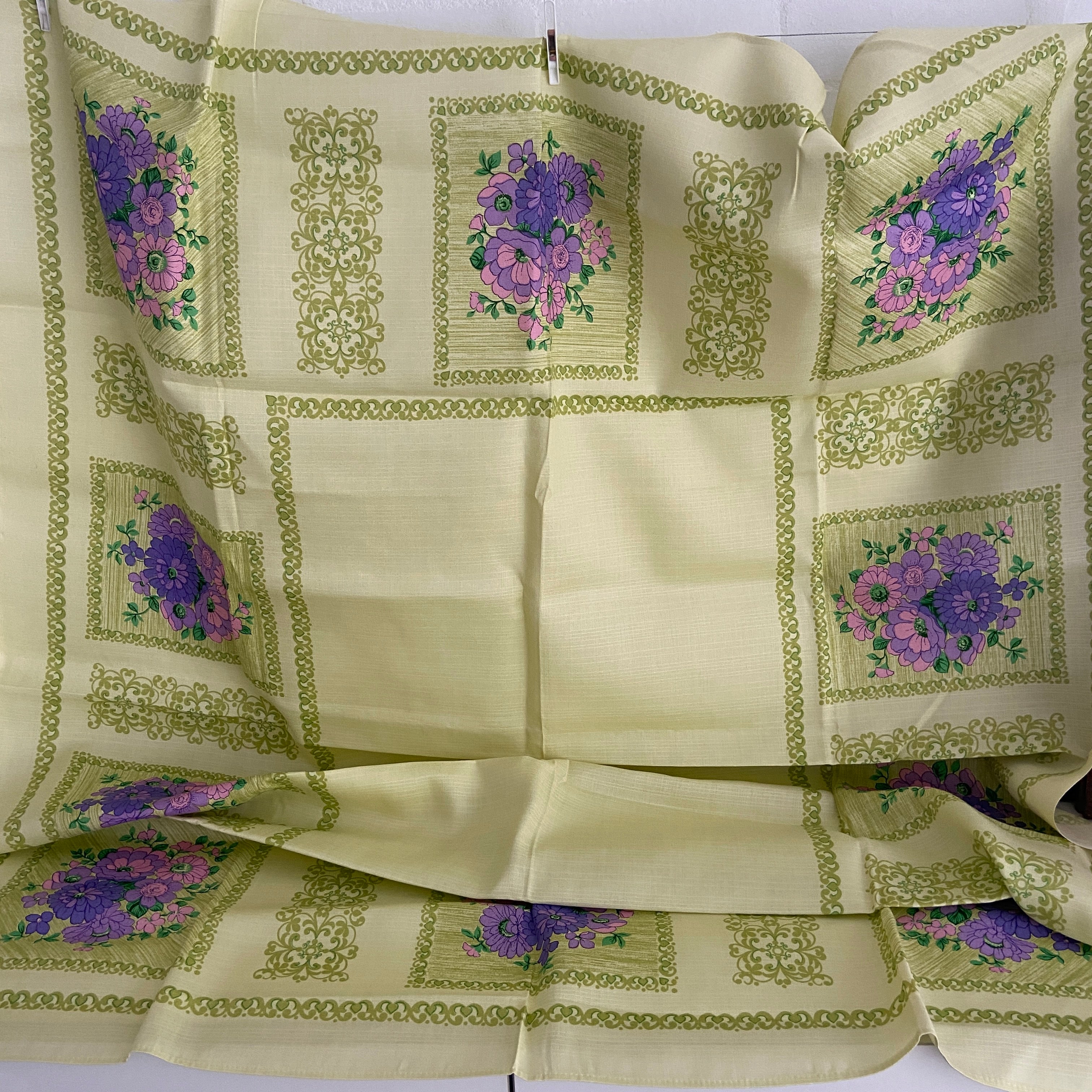 Pretty UNUSED Vintage RETRO Table cloth Bright Cotton Tablecloth Made in Germany  Caravan
