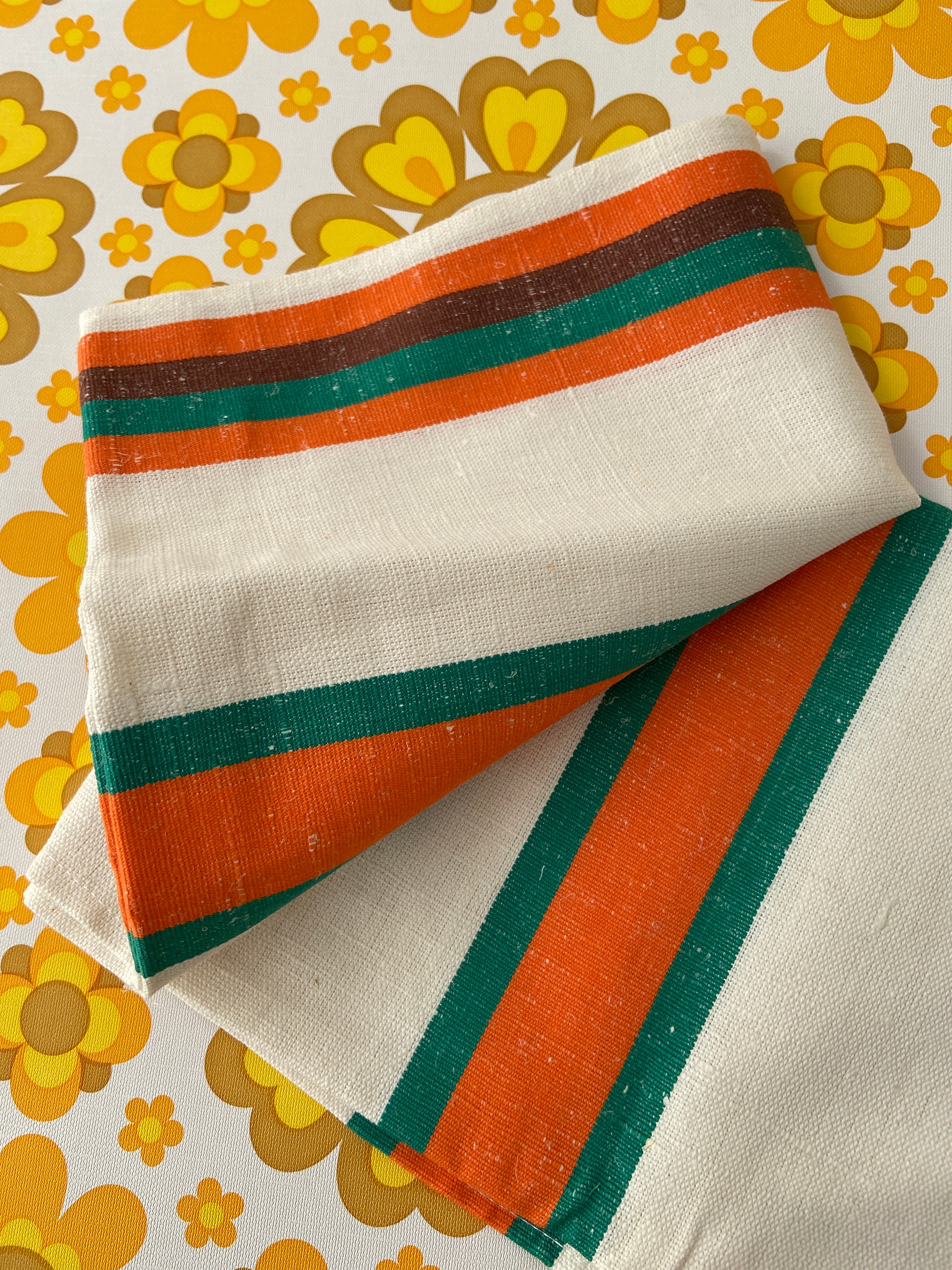 Vintage Linen Striped Tea Towel