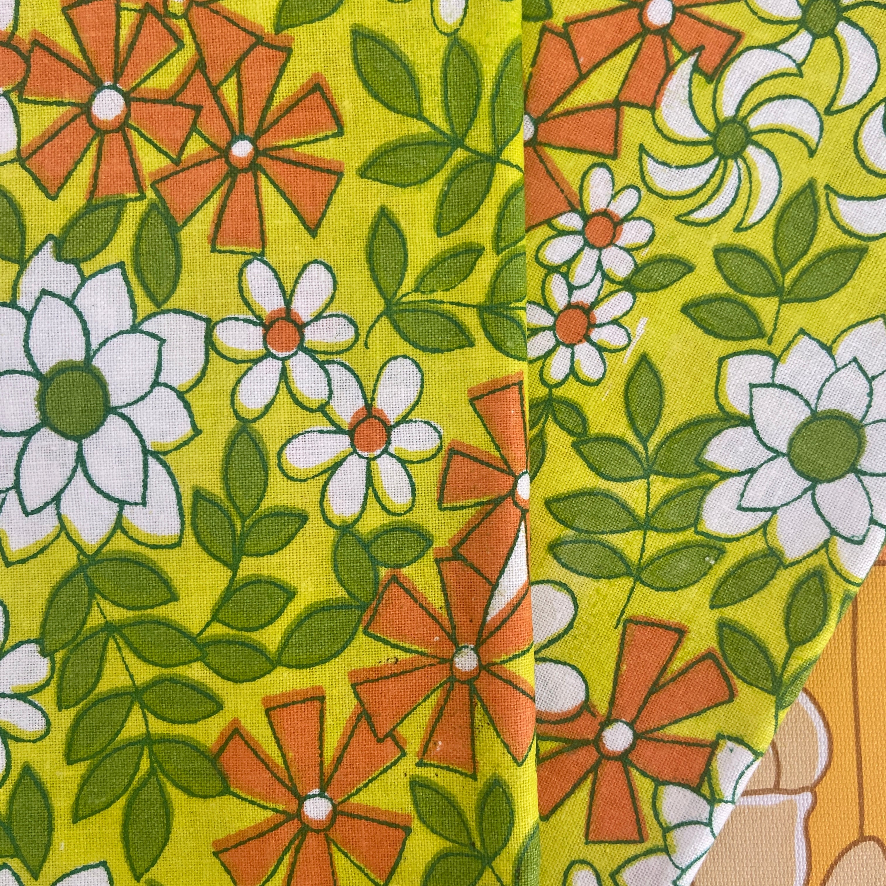 Vintage UNUSED Pair of Pillow CASES Original Pack COTTON RETRO 70's Green